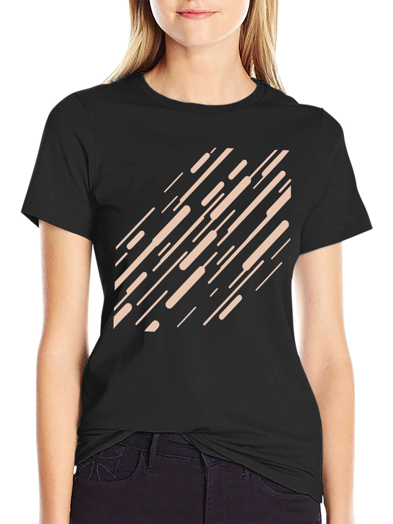 Black Modern Graphic Print Black T-Shirt view 2