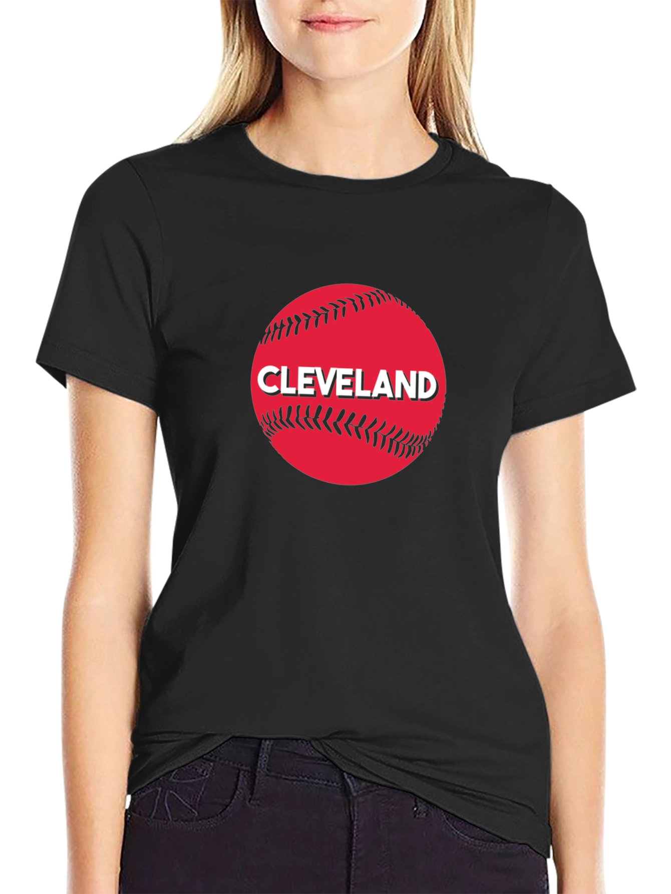 Black Cleveland Baseball Fan T-Shirt - Classic Design view 2