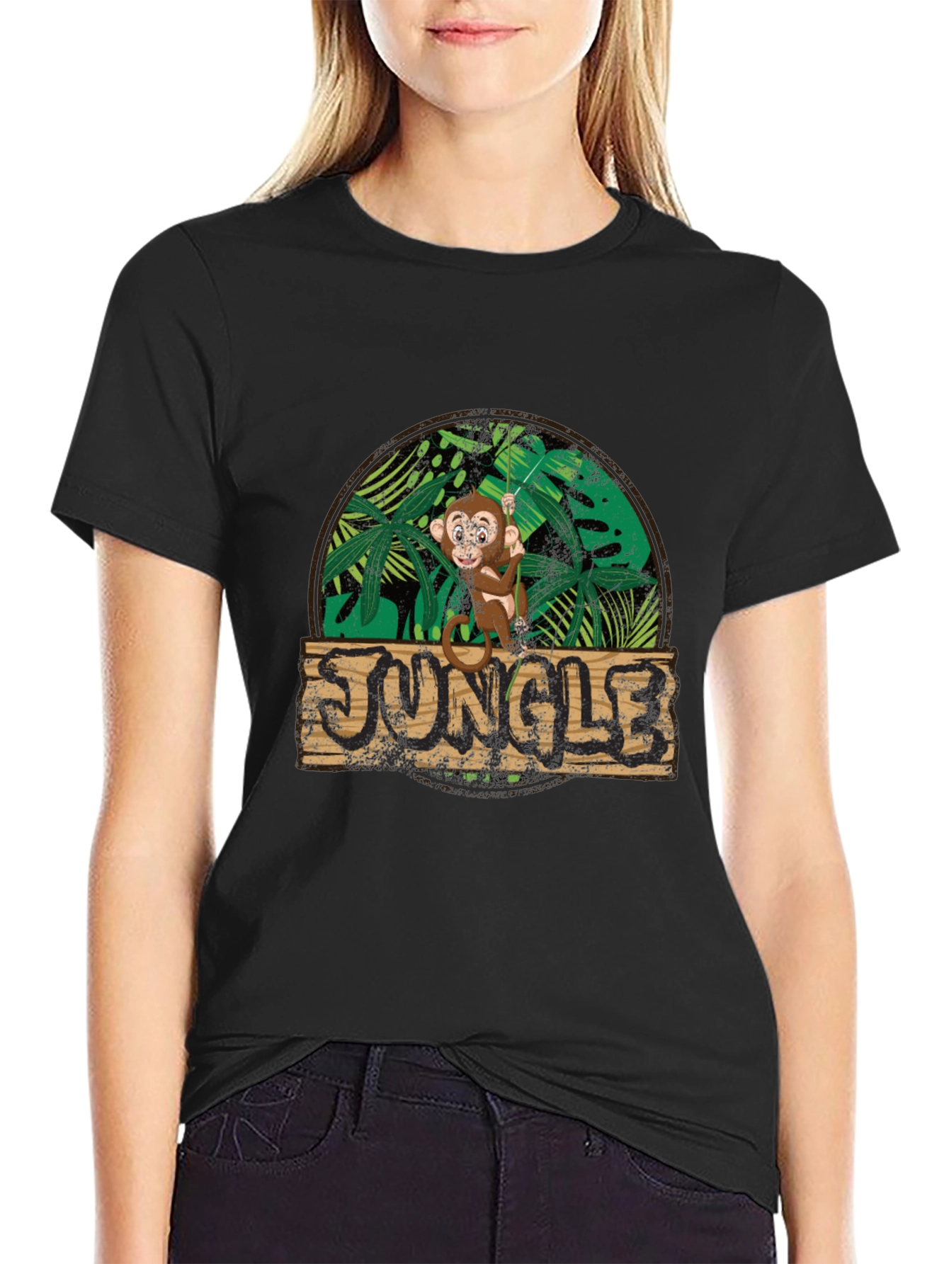 Black Jungle Monkey Graphic Tee - Funky Design view 2