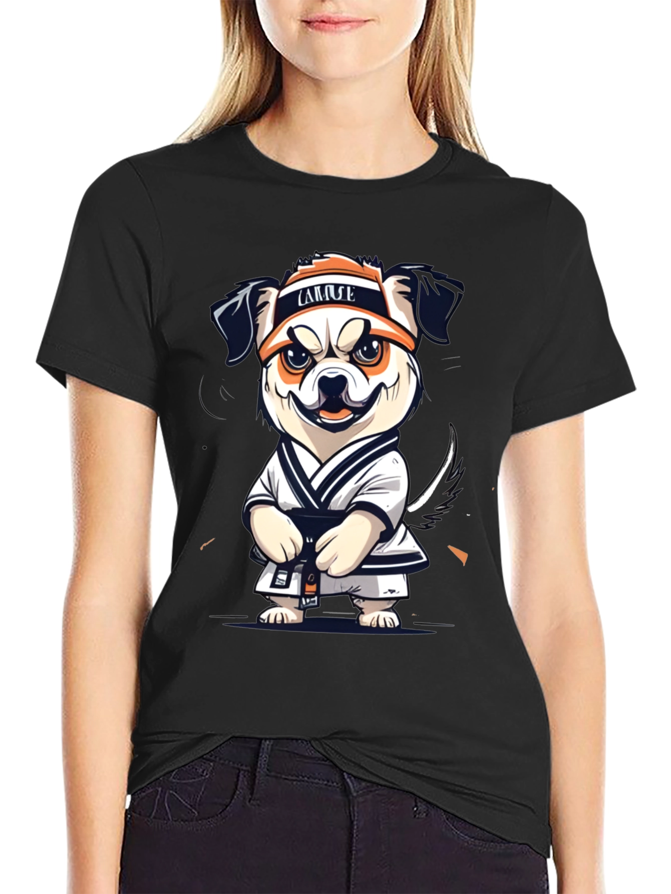 Black Karate Dog Graphic T-Shirt view 2