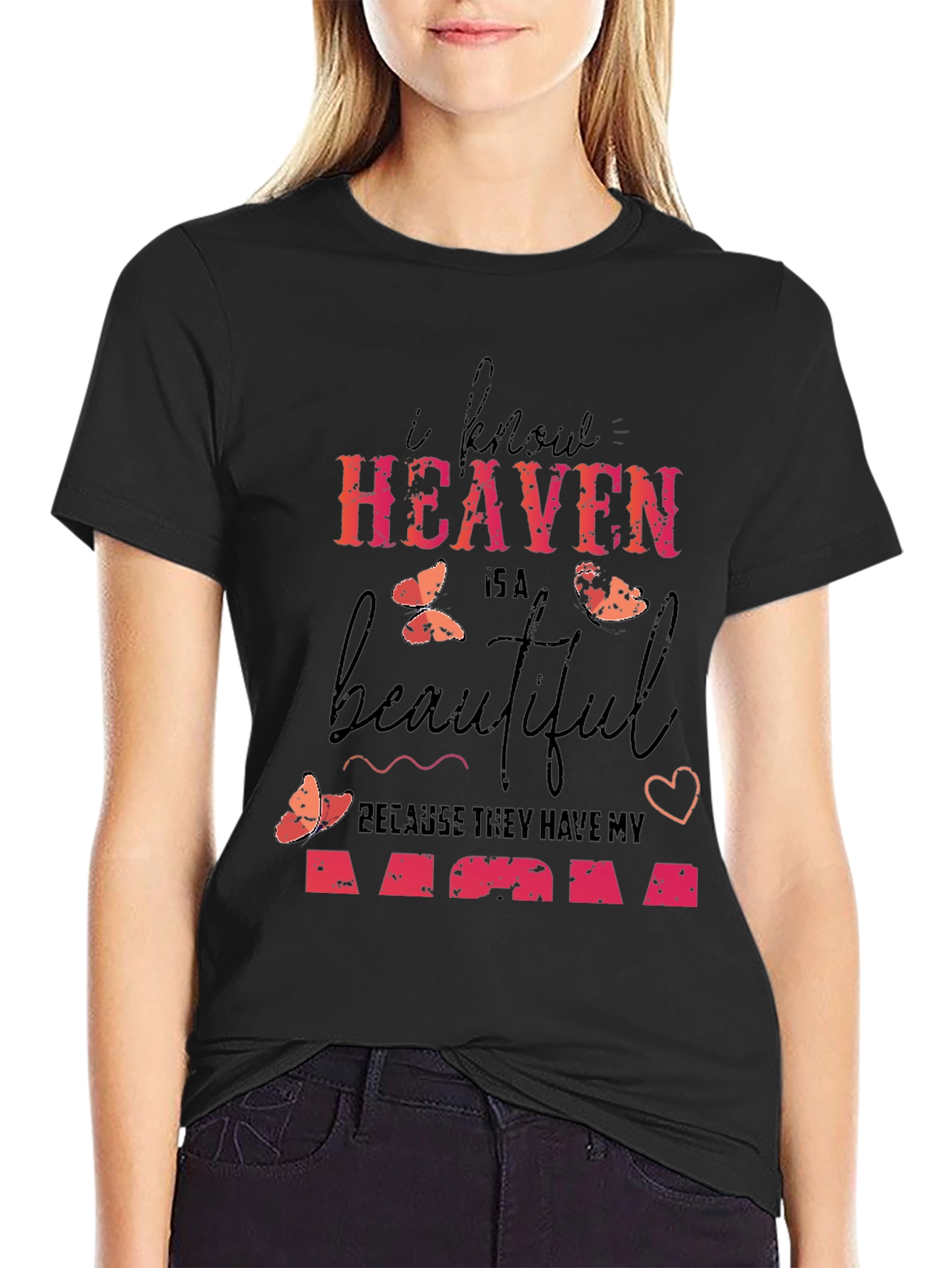 Black Heaven Has My Mom Graphic Tee view 2