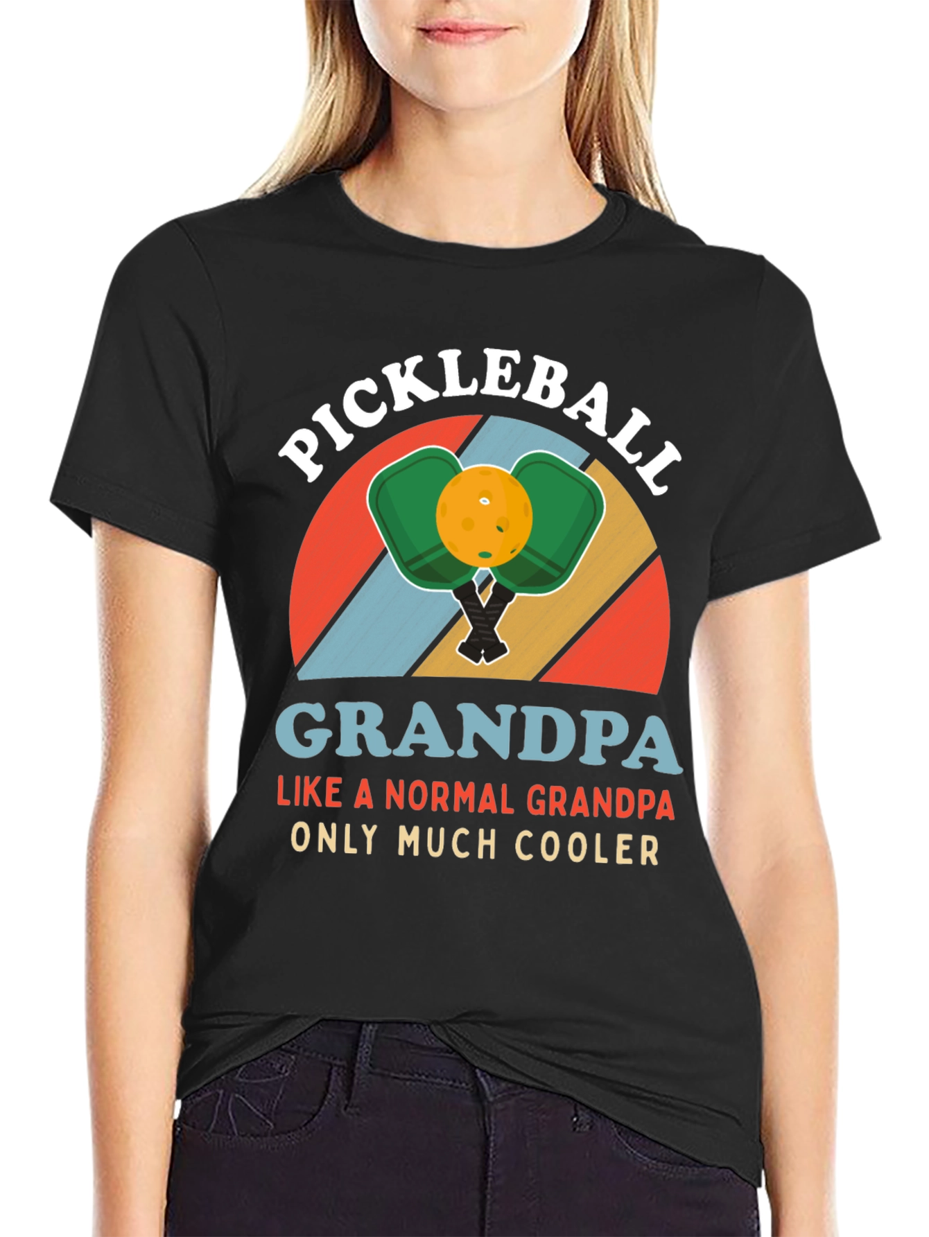 Black Pickleball Grandpa T-Shirt - Much Cooler Than Normal! view 2