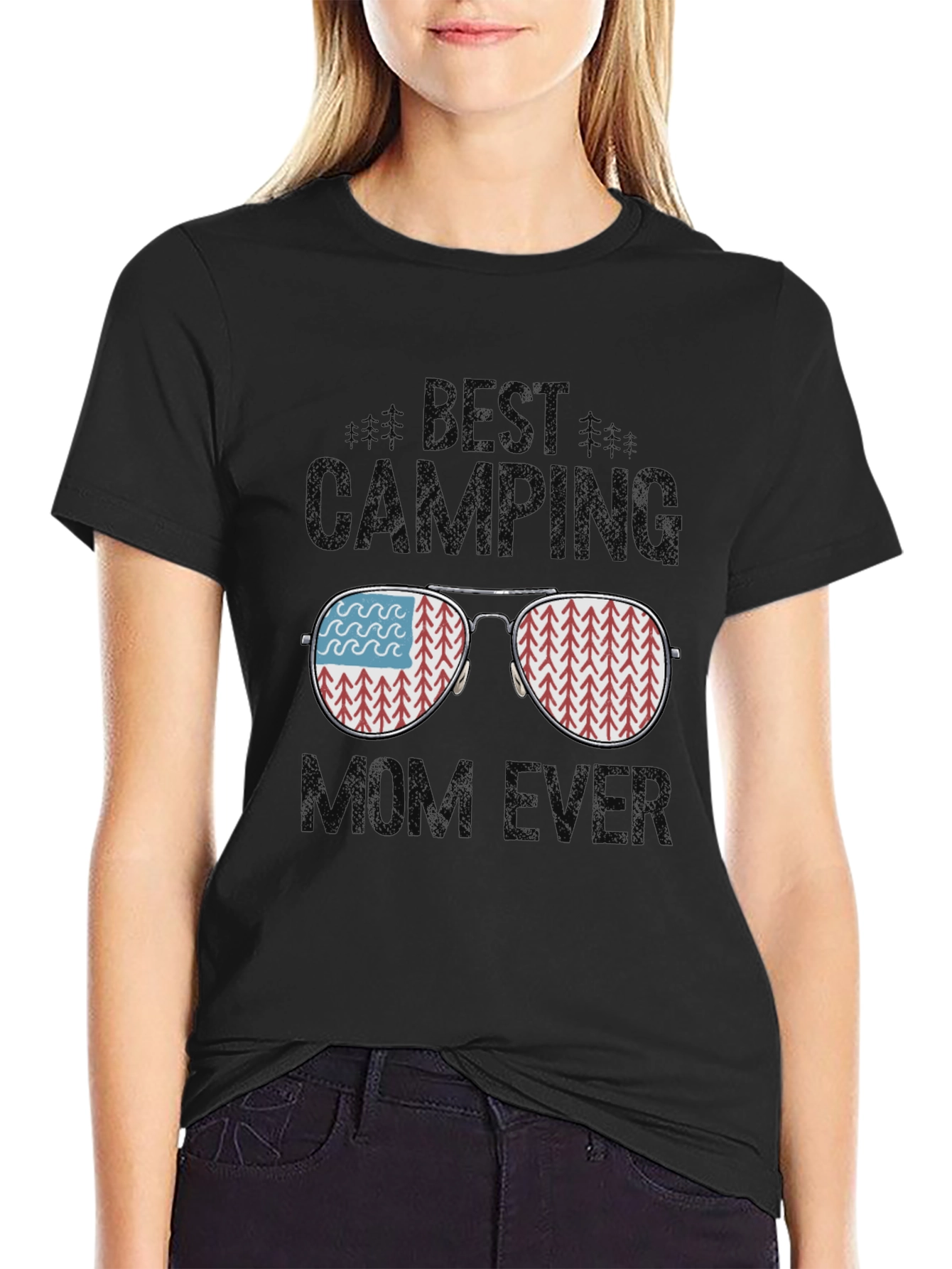 Black Best Camping Mom Ever T-Shirt view 2