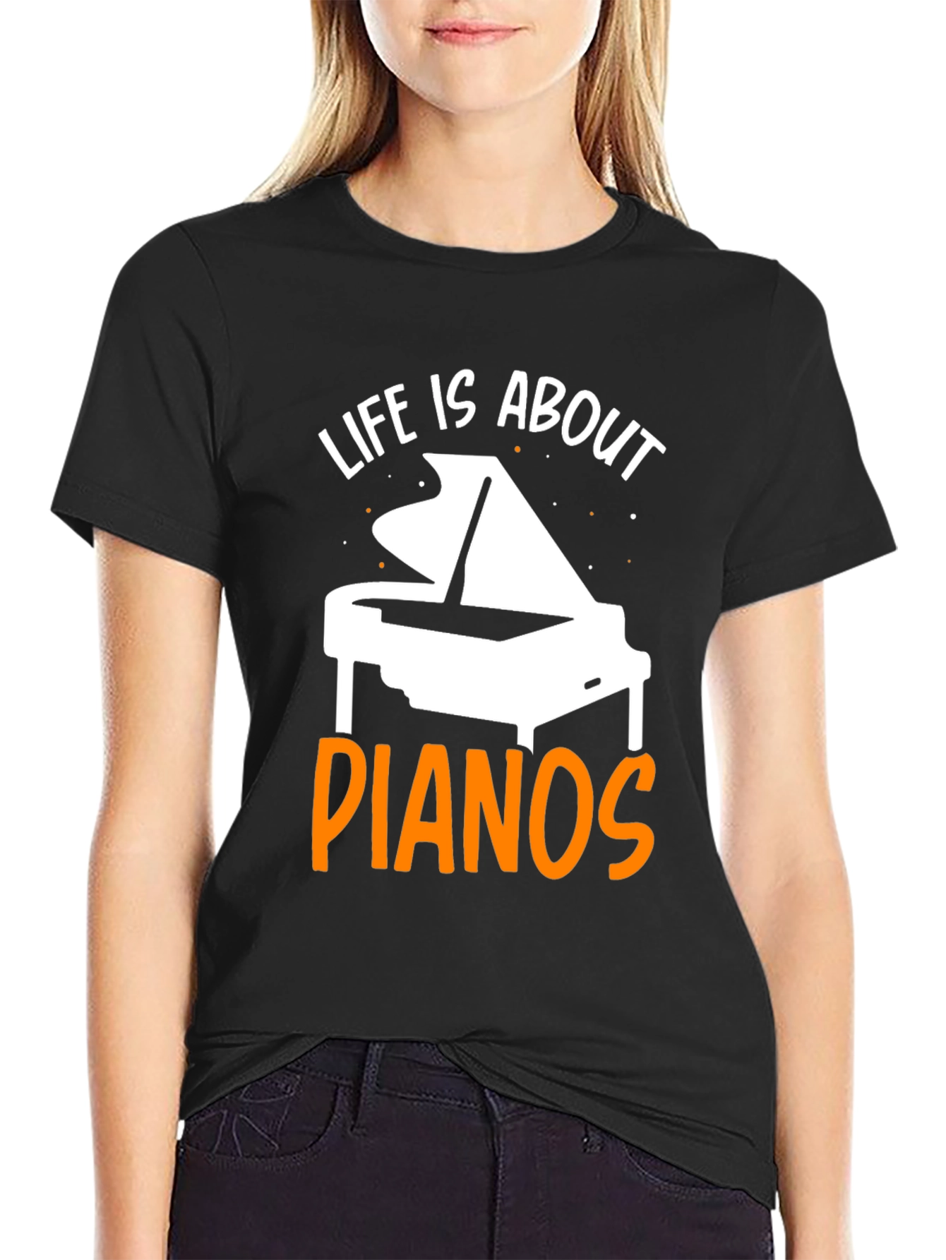 Black Life Is About Pianos Black T-Shirt view 2