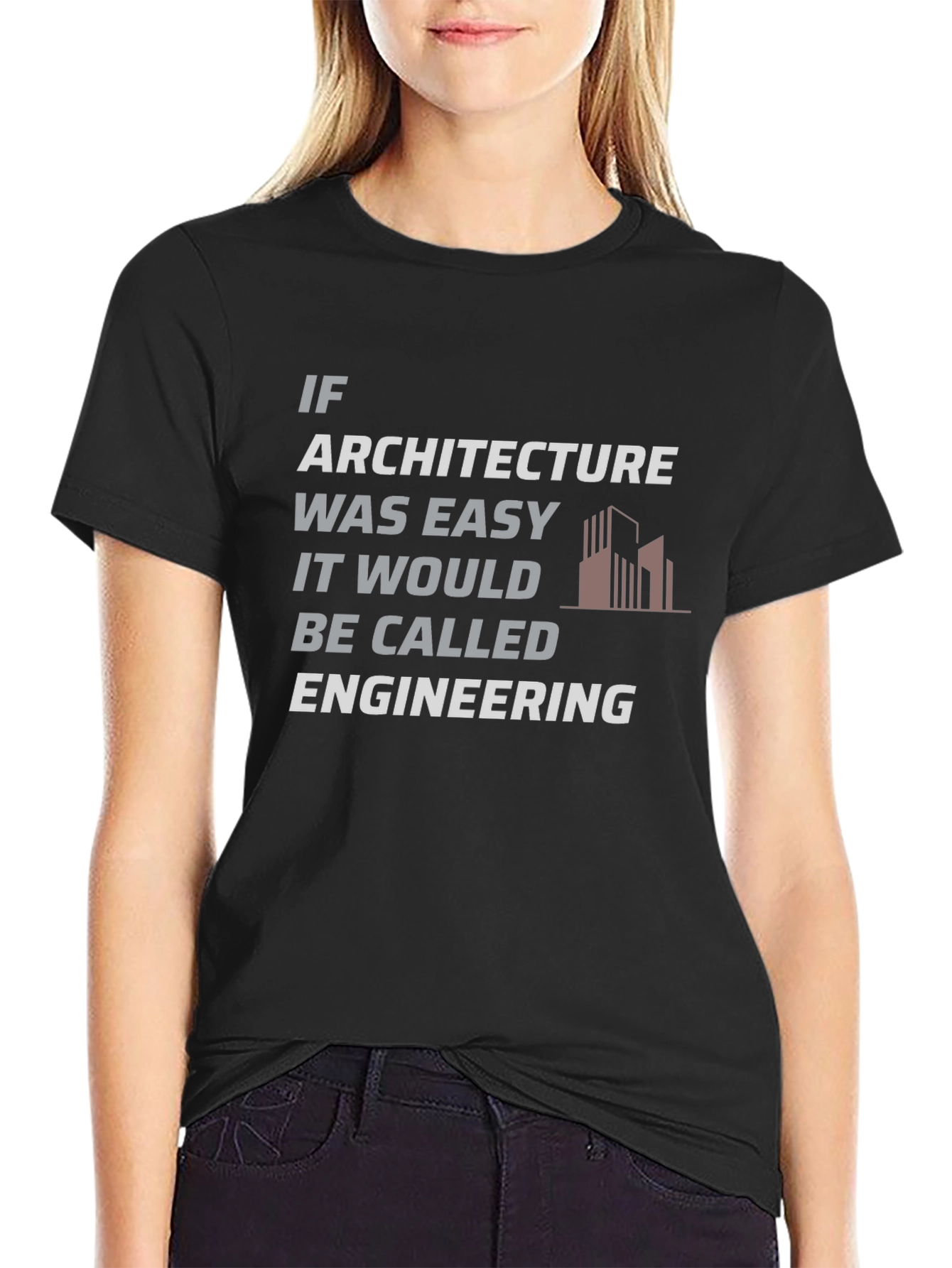 Black Architecture vs Engineering Humor T-Shirt view 2