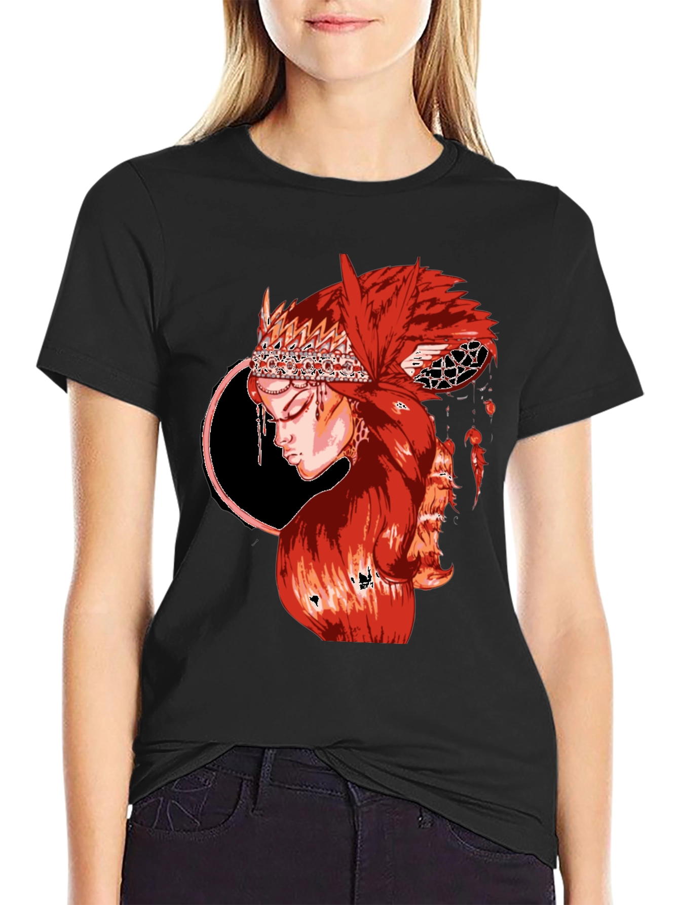 Black Red Haired Woman Graphic T-Shirt view 2