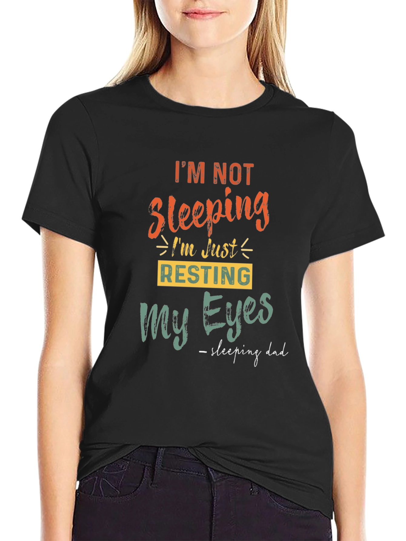 Black Funny 'Sleeping Dad' Graphic Print Men's Tee view 2