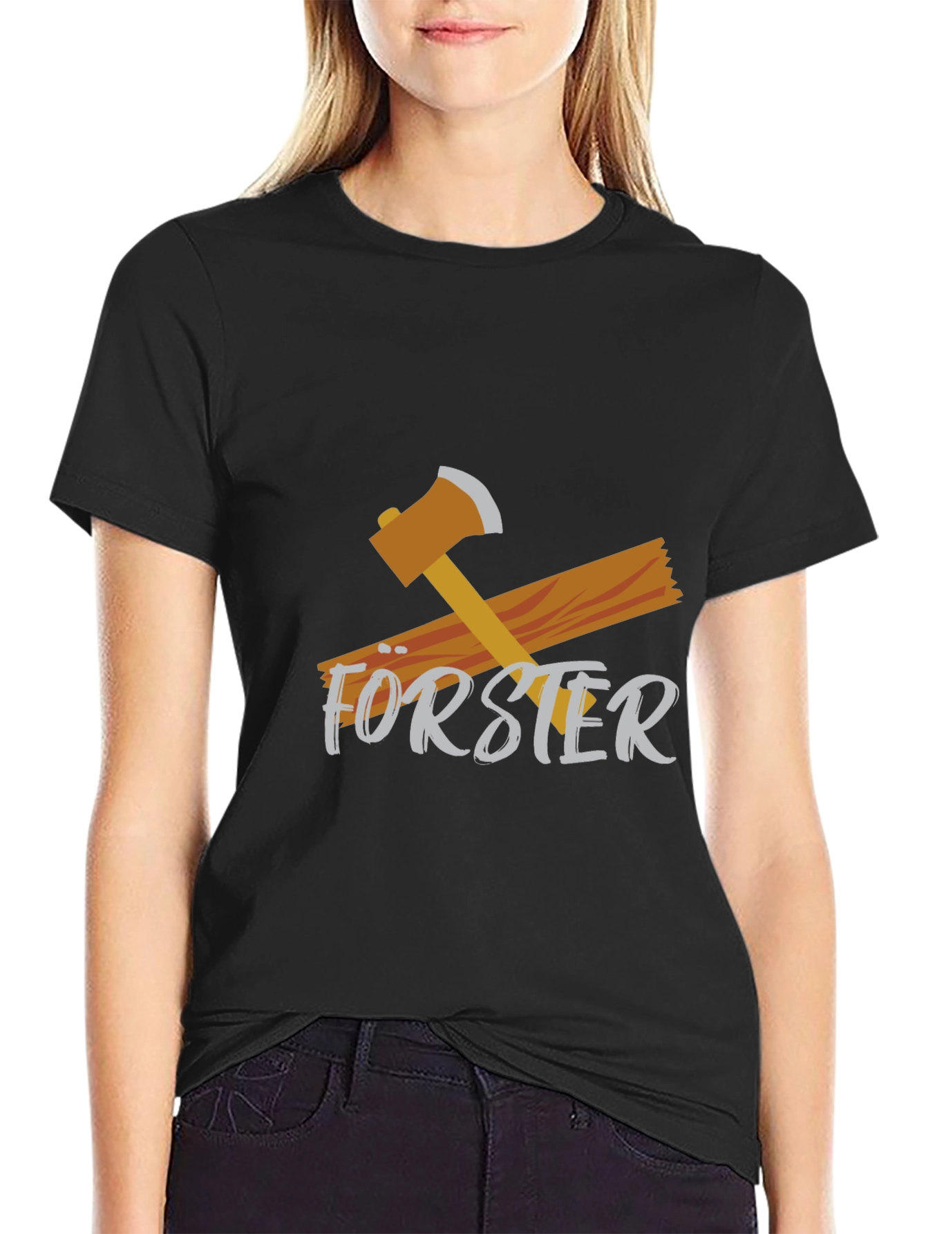 Black Forster Lumberjack T-Shirt - Axe Wood Graphic Tee view 2