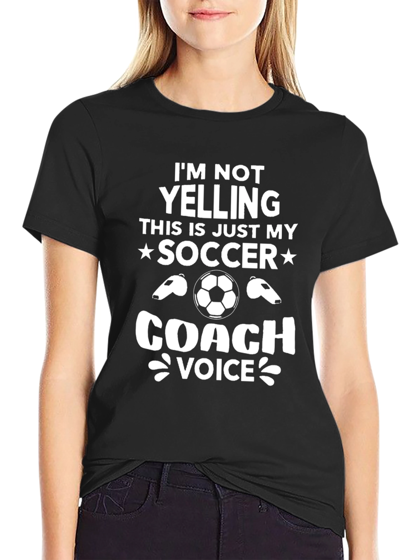 Black Soccer Coach Voice T-Shirt - Funny Coach Tee view 2