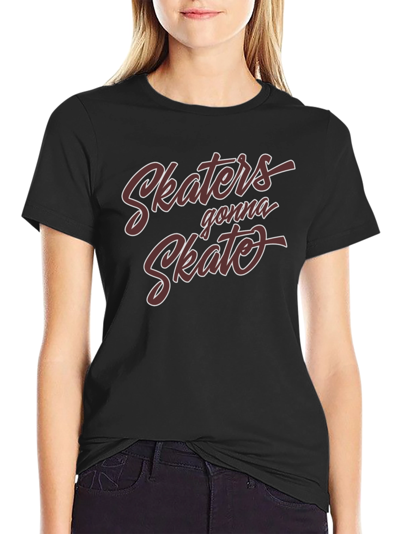 Black Skaters Gonna Skate Black Graphic Tee Shirt view 2