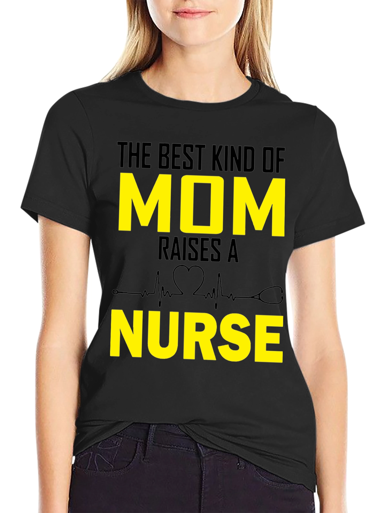 Black Best Mom Nurse T-Shirt view 2