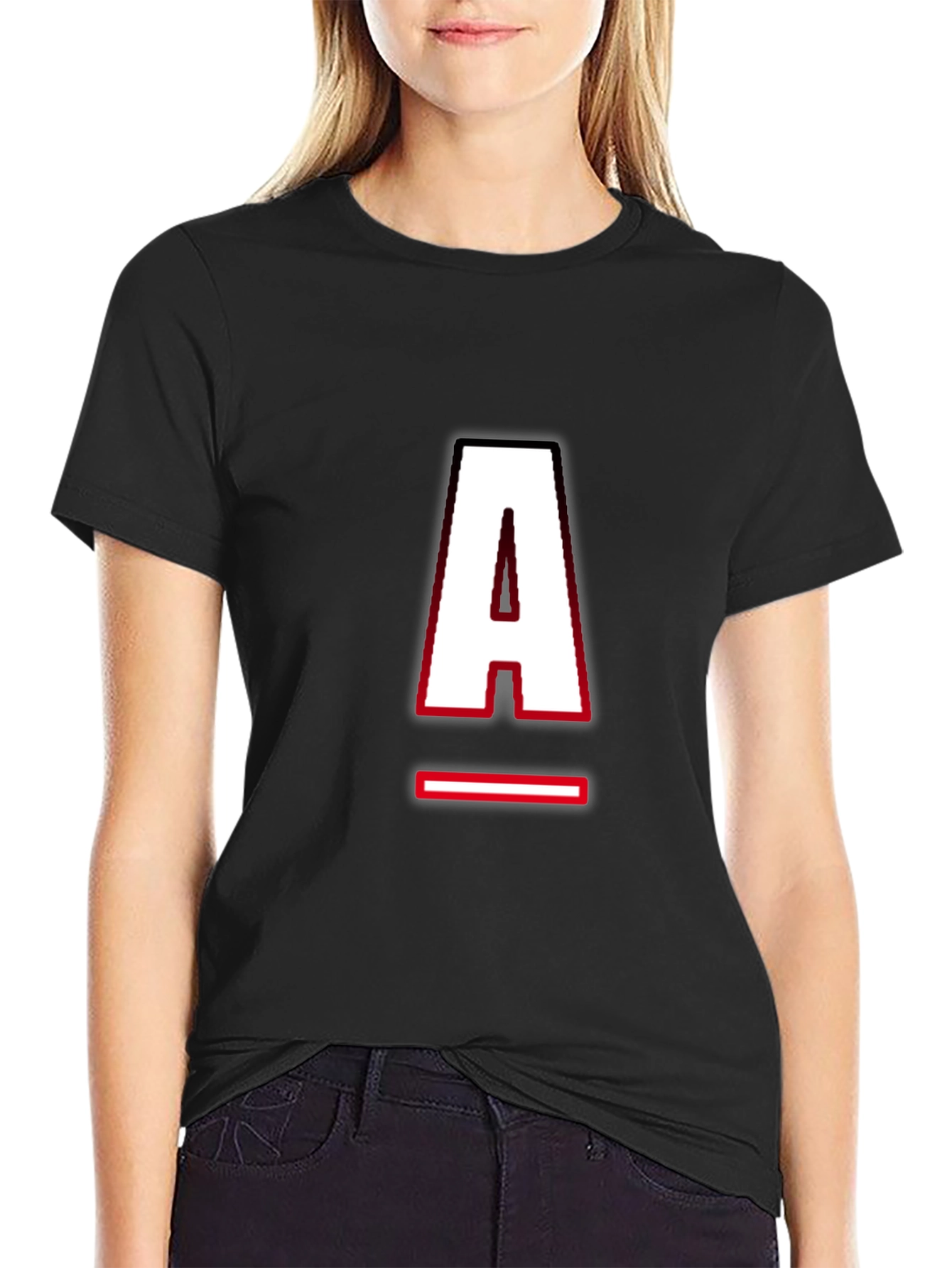 Black Letter "A" Graphic T-Shirt - Black view 2