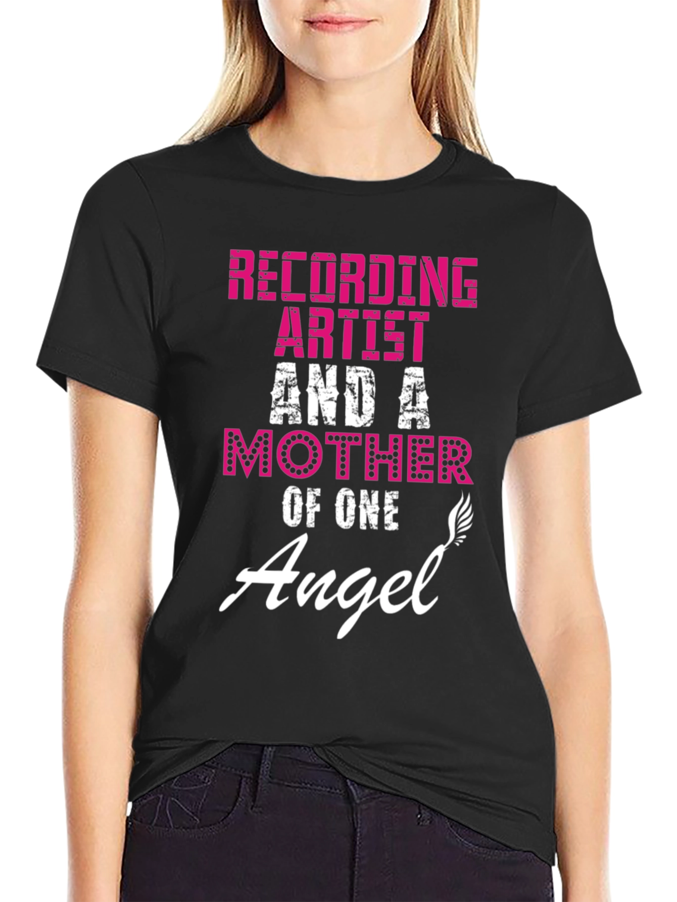 Black Recording Artist & A Mother Of One Angel T-Shirt view 2