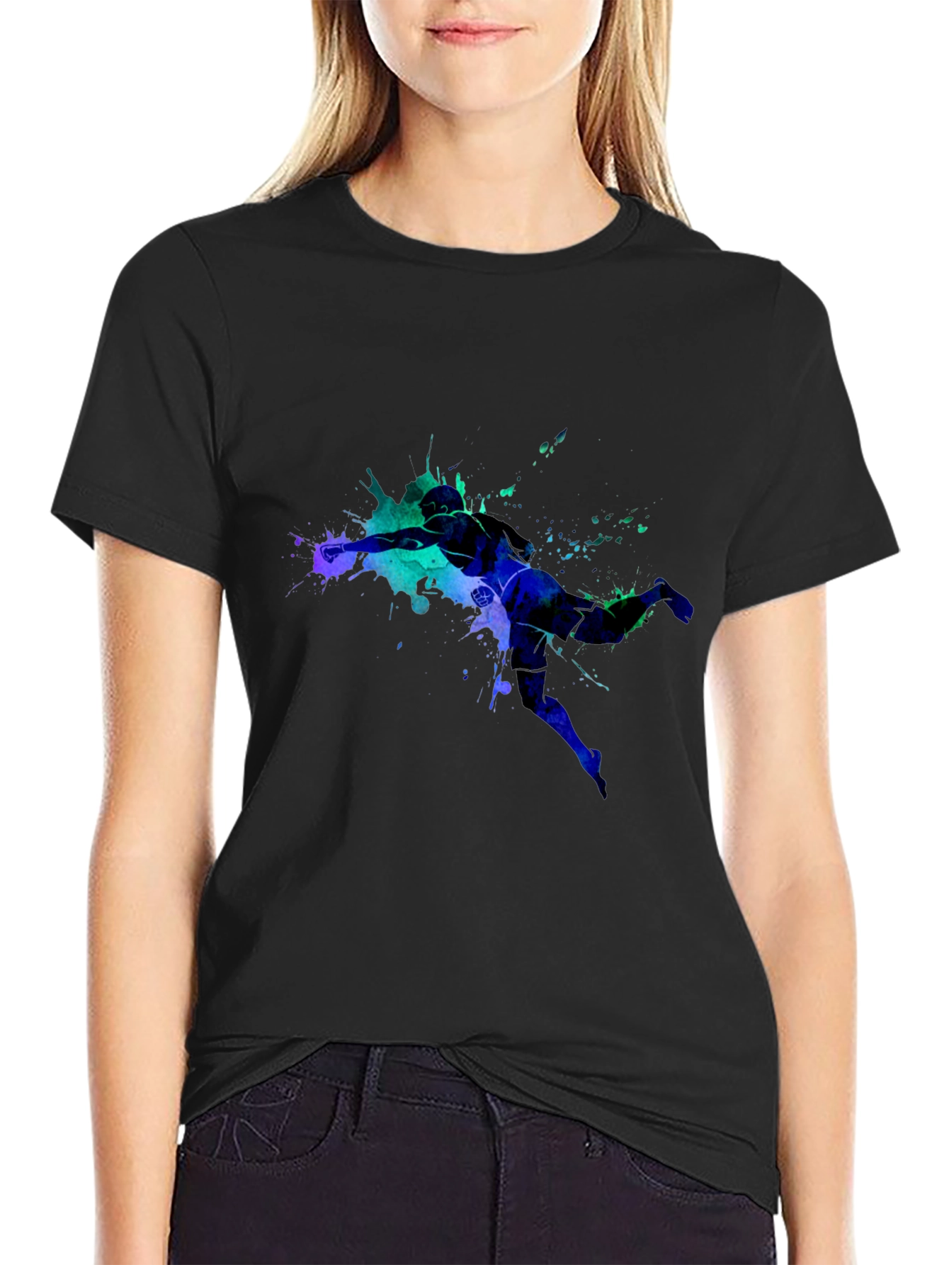 Black Abstract Athlete Graphic Tee view 2