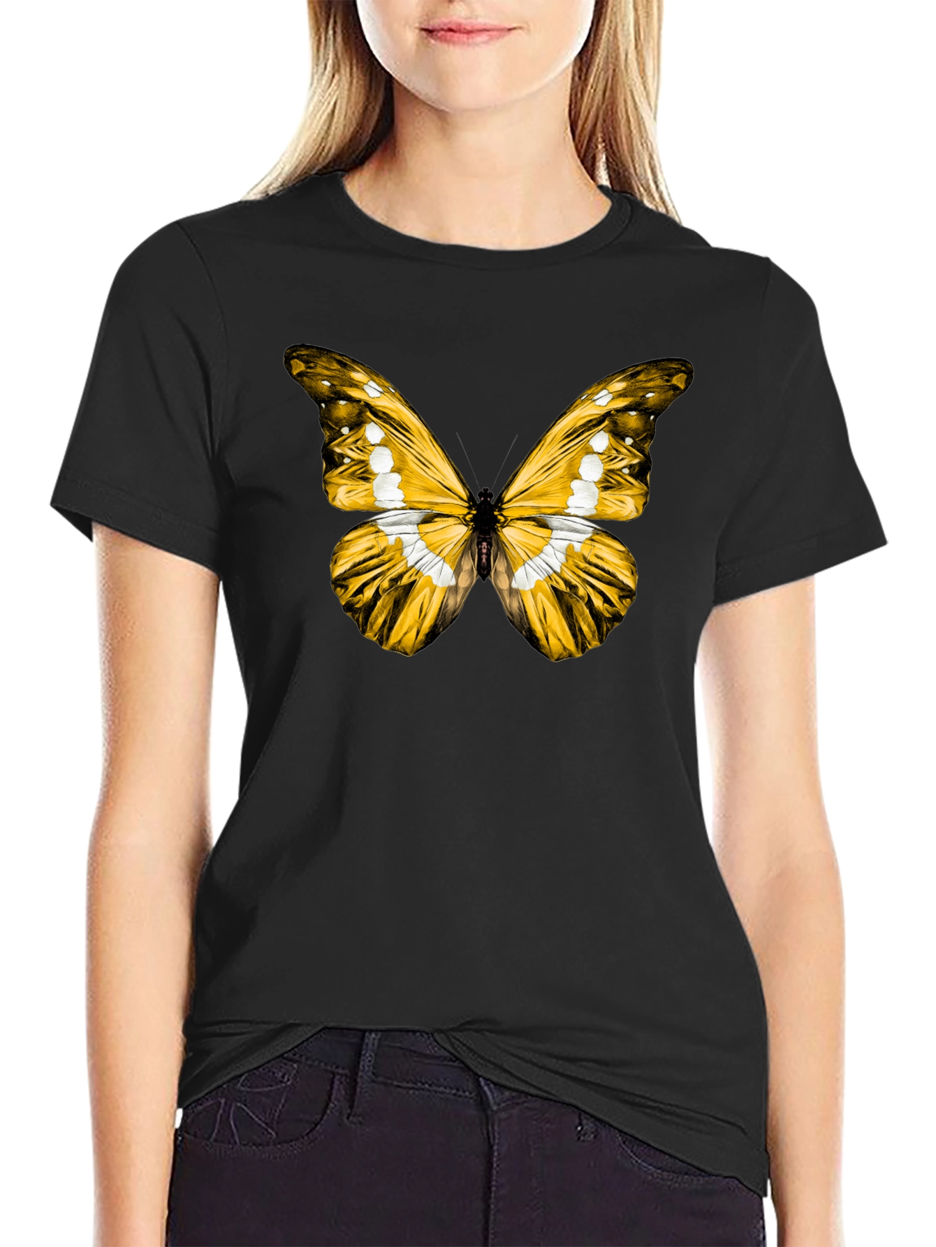 Black Butterfly Graphic Black T-Shirt view 2