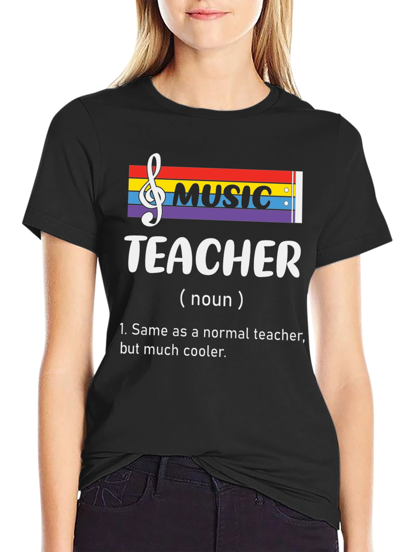 Black Music Teacher Definition T-Shirt - Cool Teacher Appreciation Tee view 2