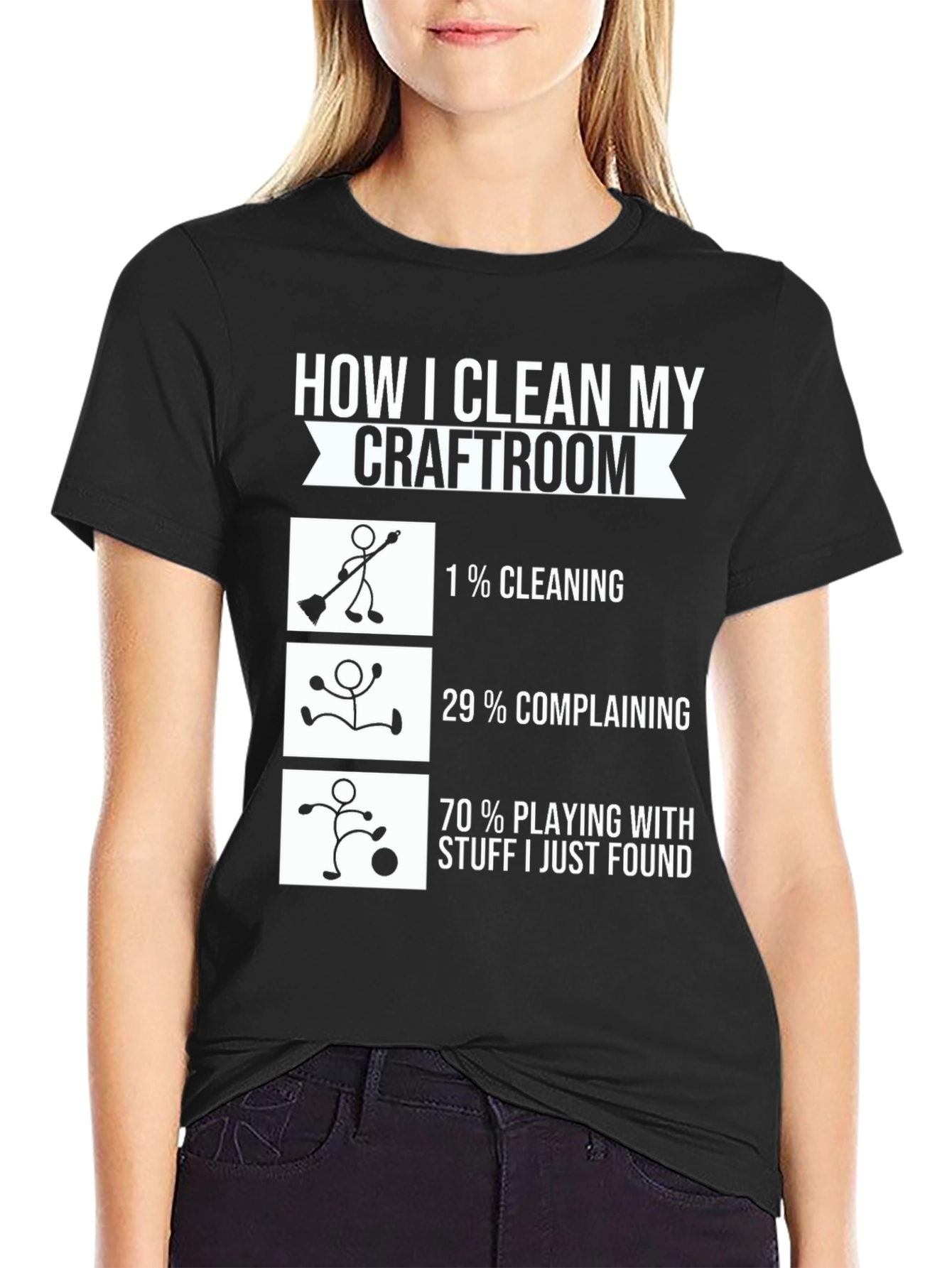 Black Funny Craft Room Cleaning T-Shirt view 2