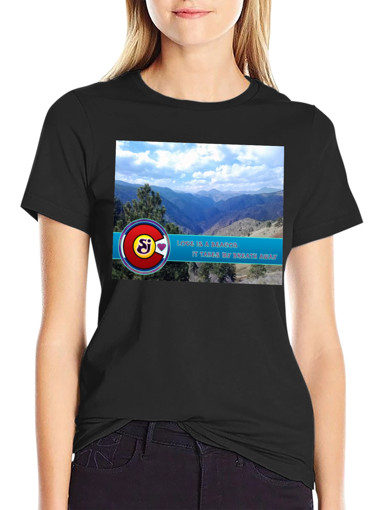 Black Scenic Mountain View Graphic Tee view 2