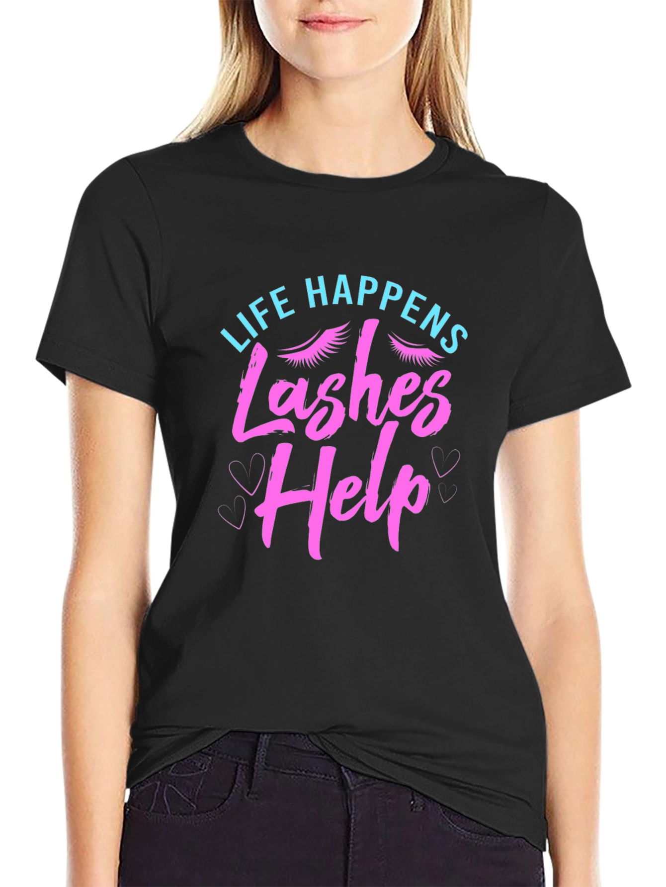 Black Life Happens Lashes Help Graphic T-Shirt view 2