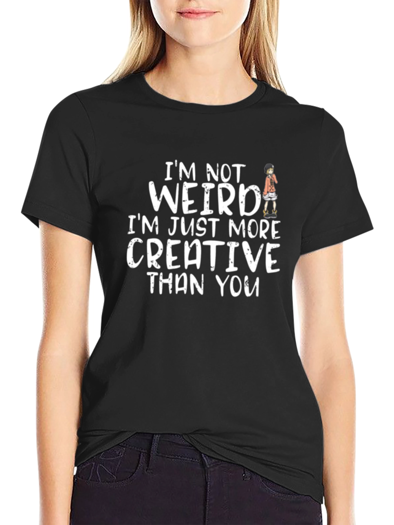Black Creative Weirdo Graphic Tee - Soft Cotton Blend view 2