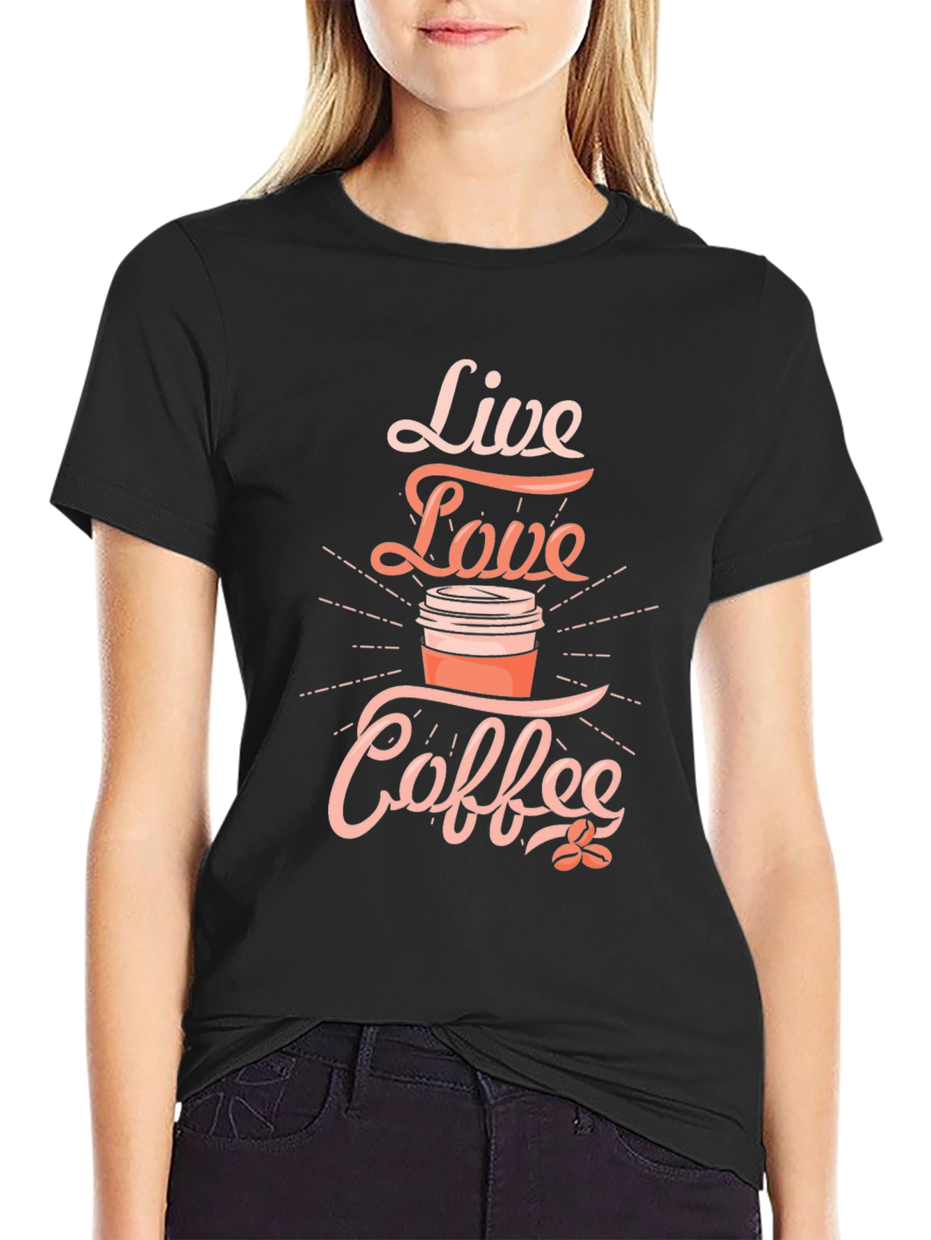 Black Live Love Coffee Black T-Shirt view 2