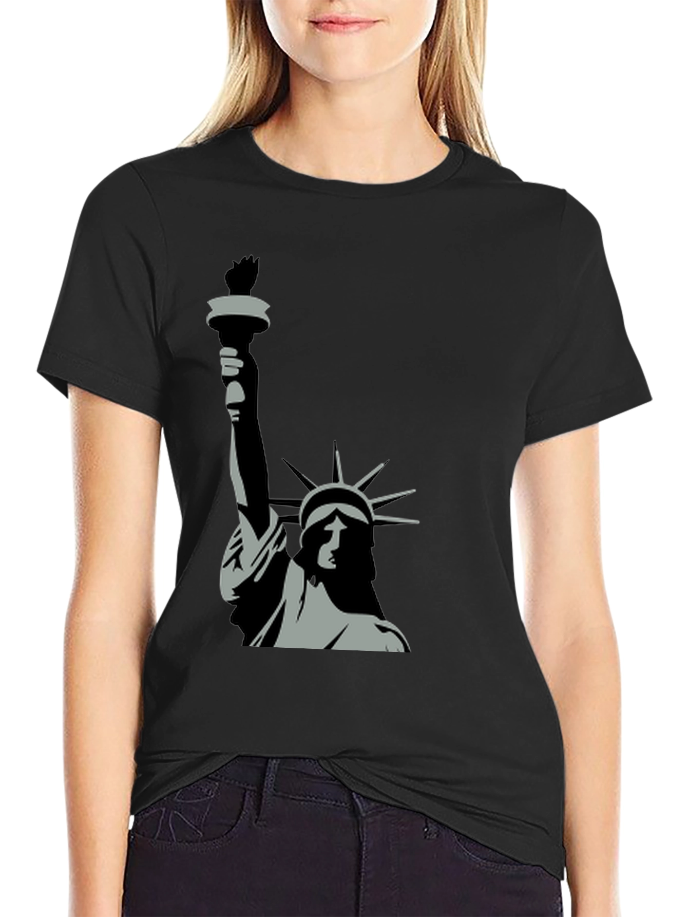 Black Statue of Liberty Graphic Tee - Black view 2