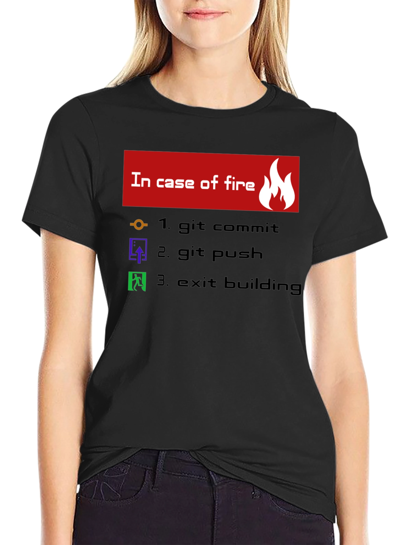 Black Funny Programmer T-Shirt - In Case of Fire view 2
