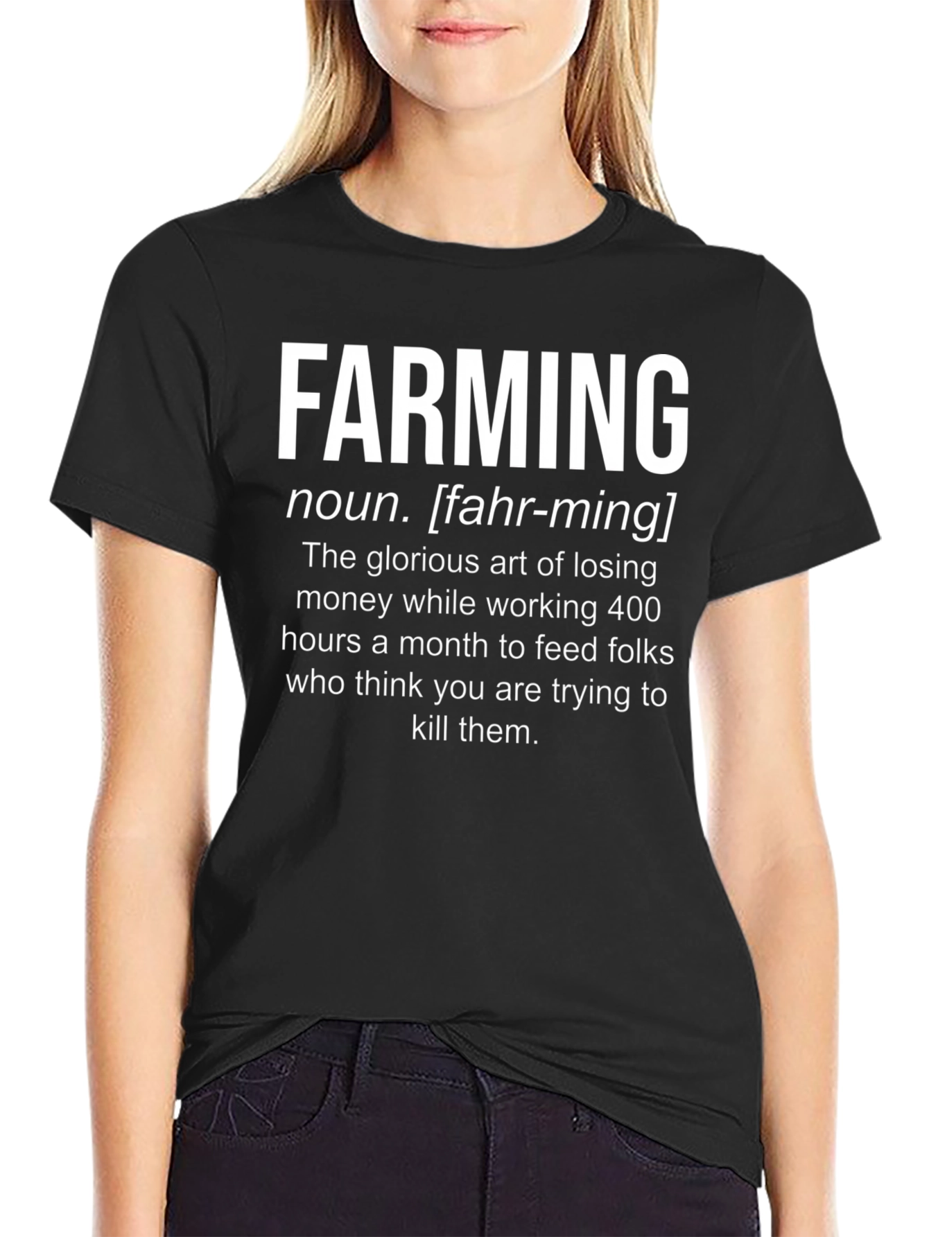 Black Farming Definition T-Shirt - Humorous Farmer Tee view 2