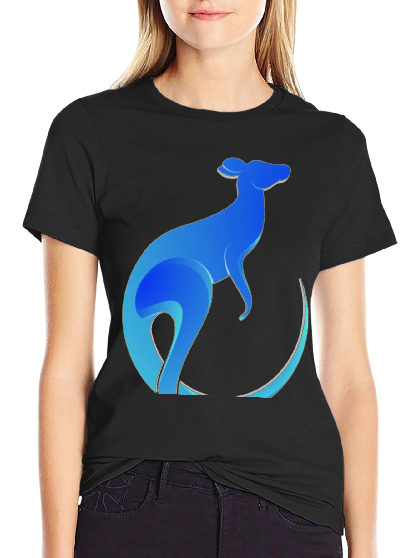 Black Blue Kangaroo Graphic Tee - Men's Black T-Shirt view 2