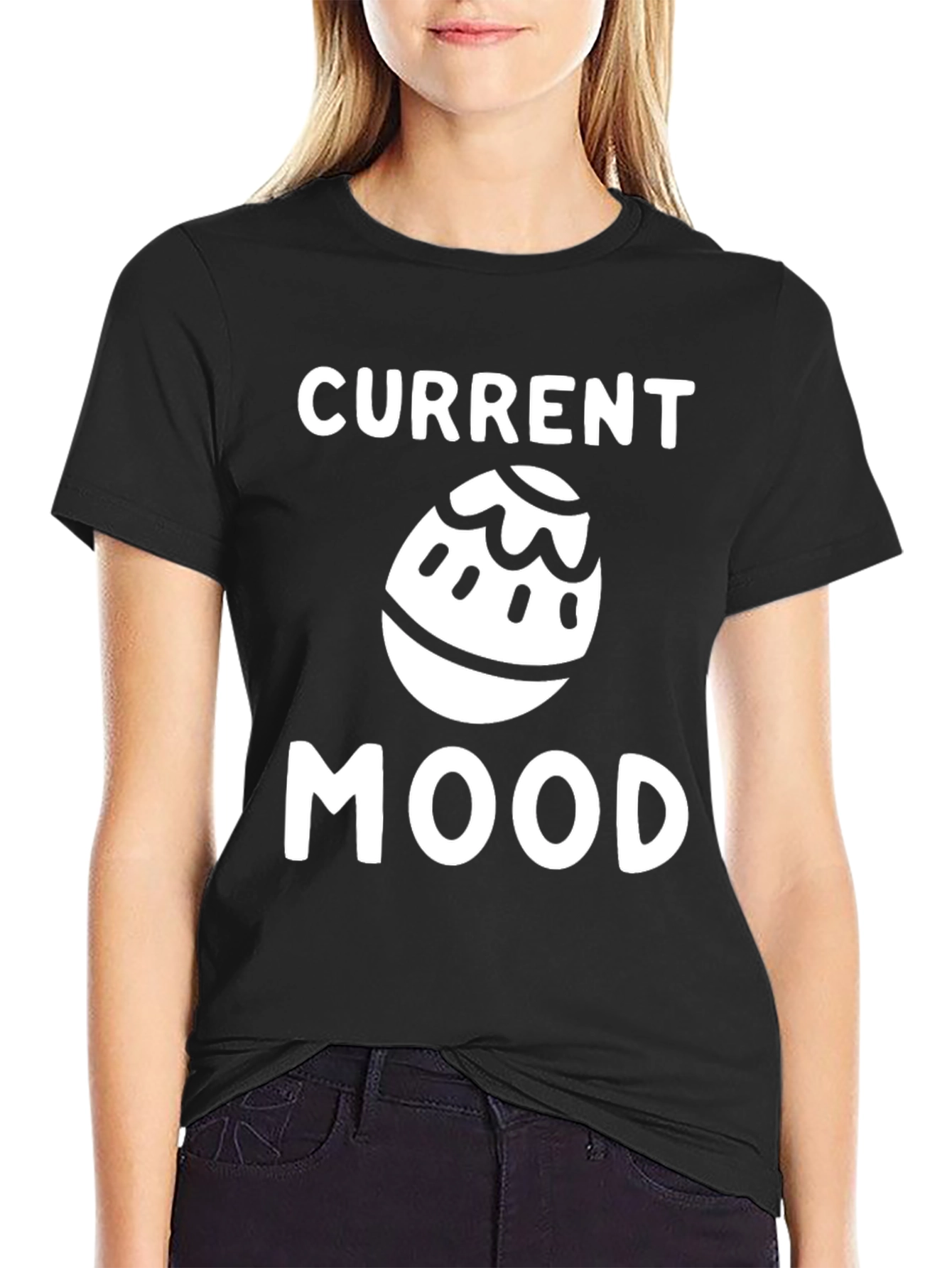 Black Current Egg Mood Graphic T-Shirt view 2
