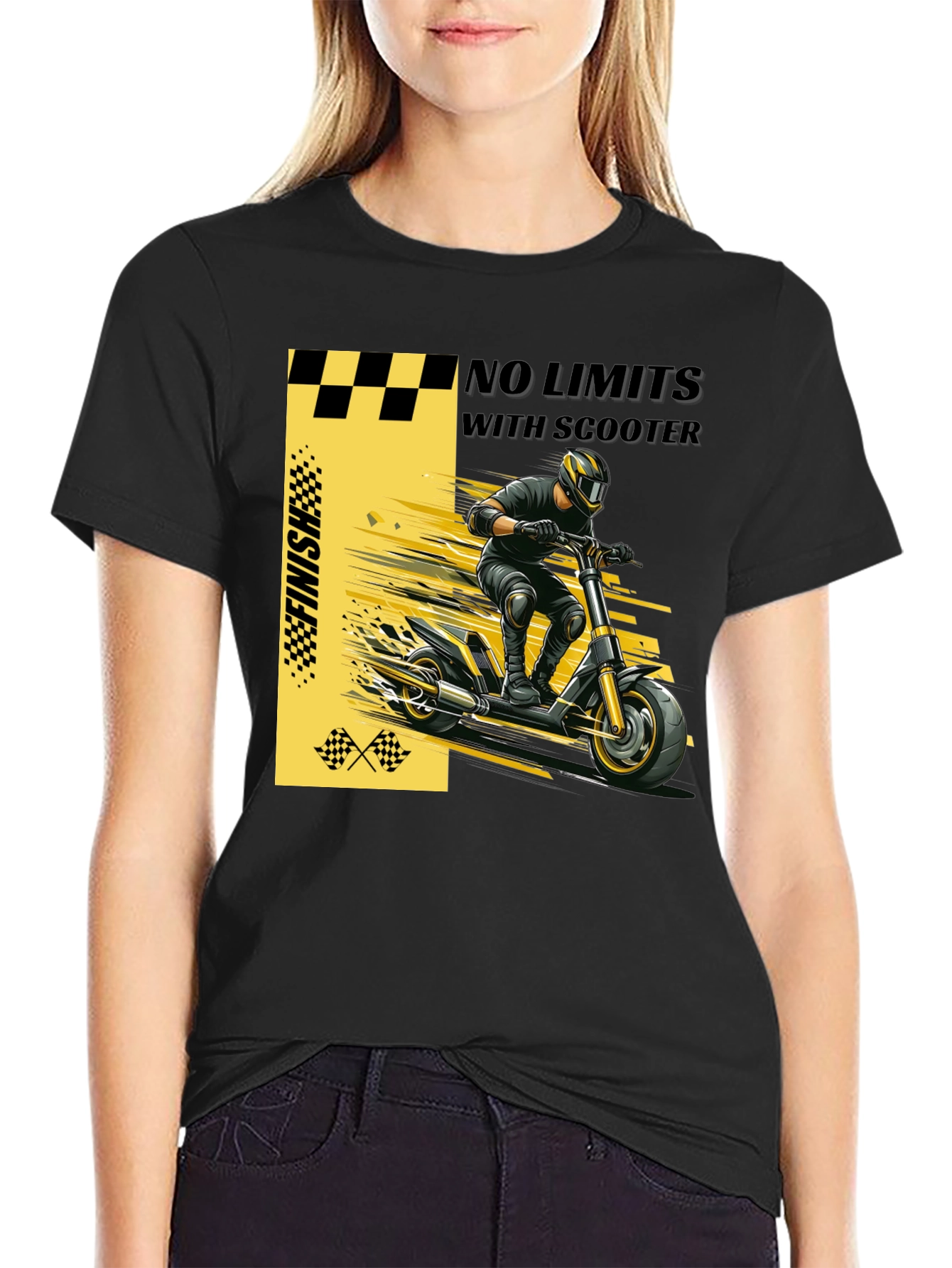 Black No Limits Scooter Graphic T-Shirt view 2