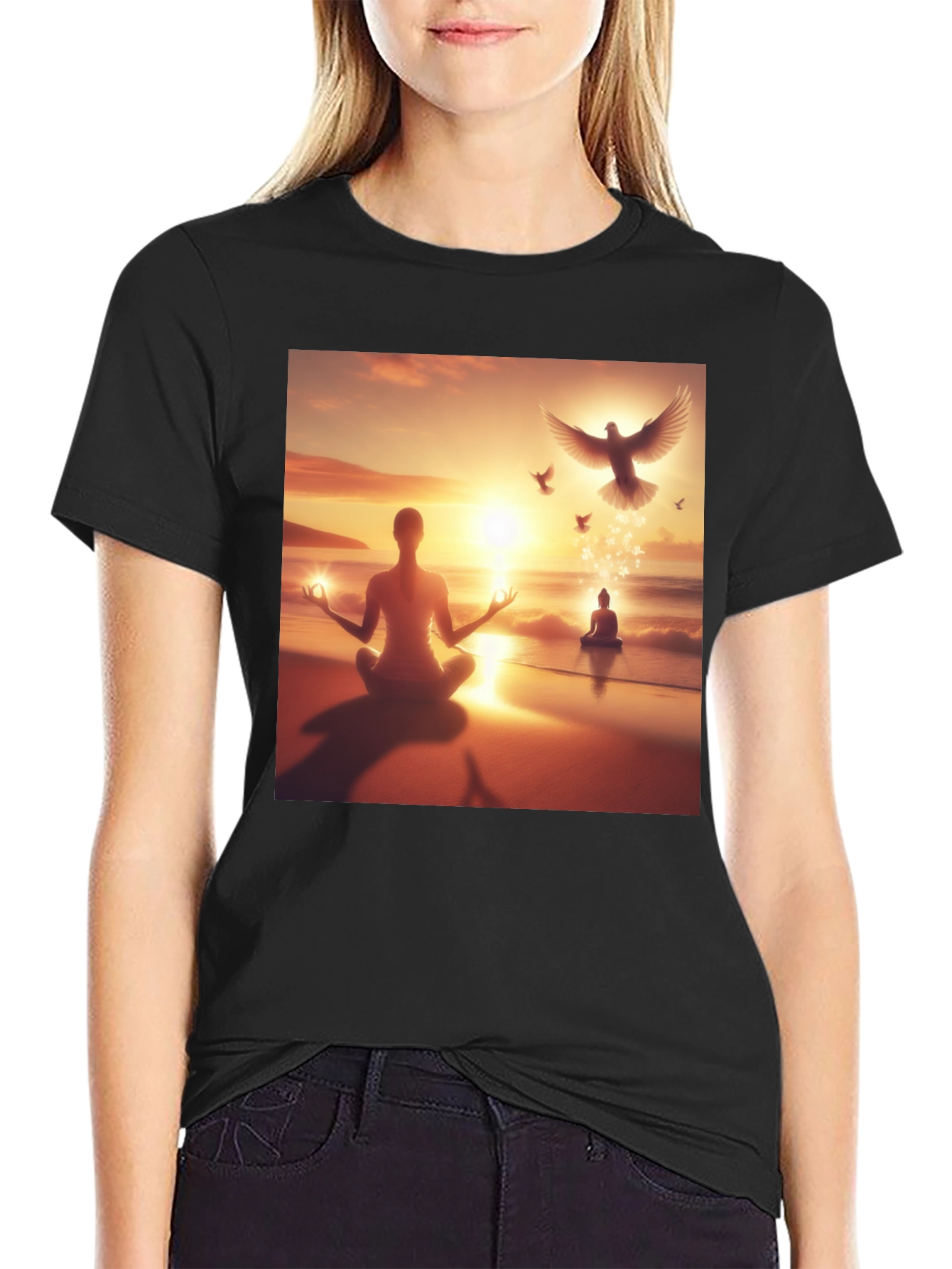 Zen Meditation T-Shirt - Peaceful Beach Design - 2