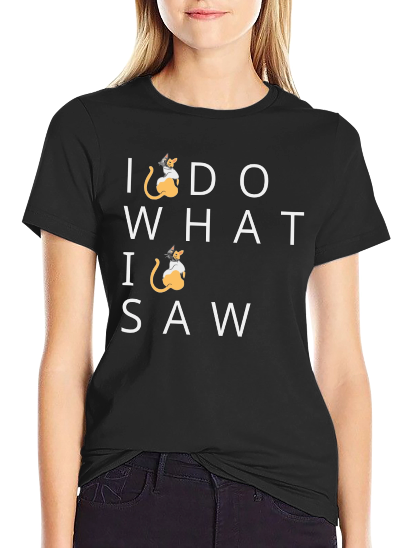 Black I Do What I Saw Cat T-Shirt - Black view 2