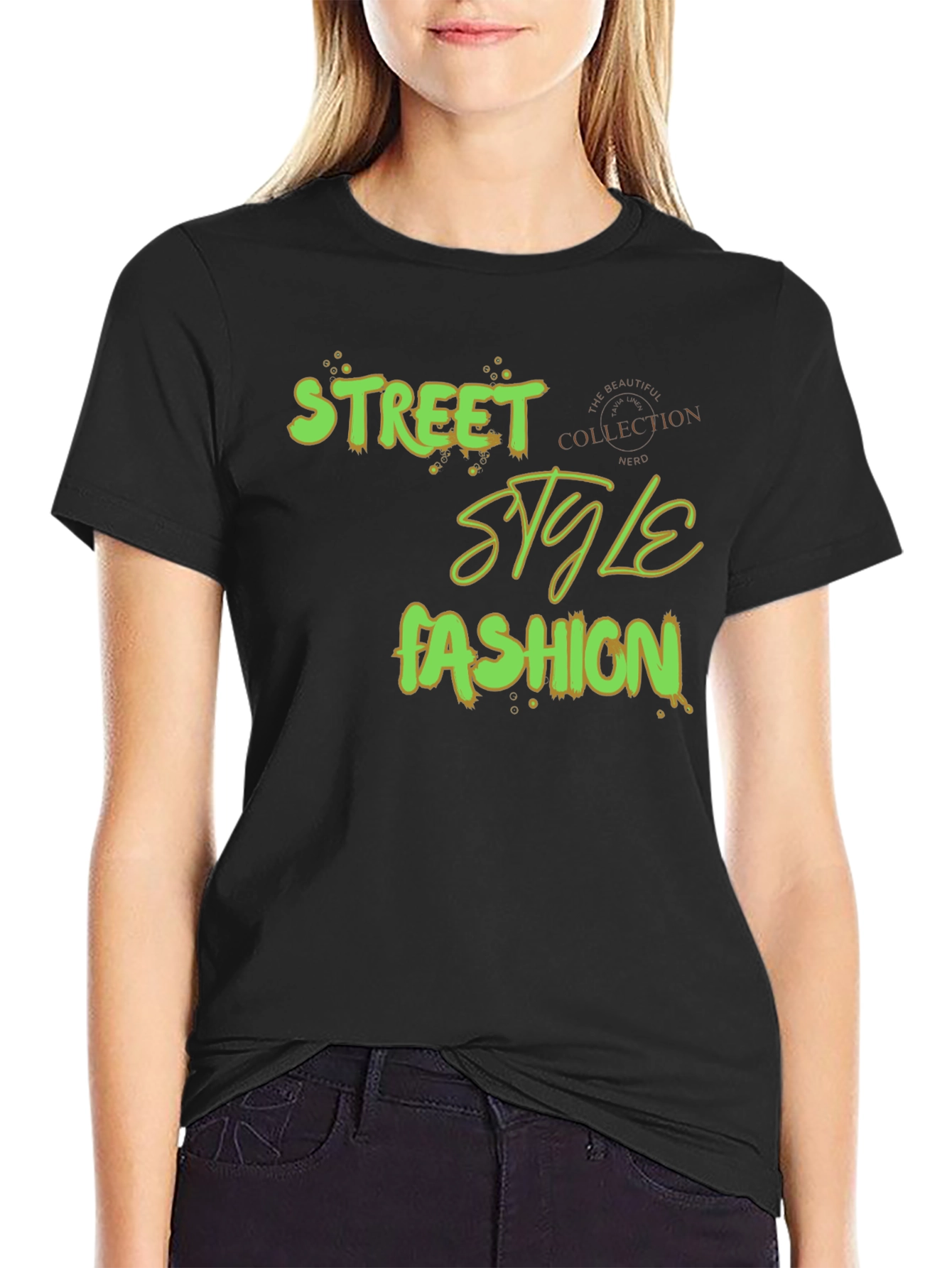 Black Street Style Fashion Graphic Tee - Trendy Black T-Shirt view 2