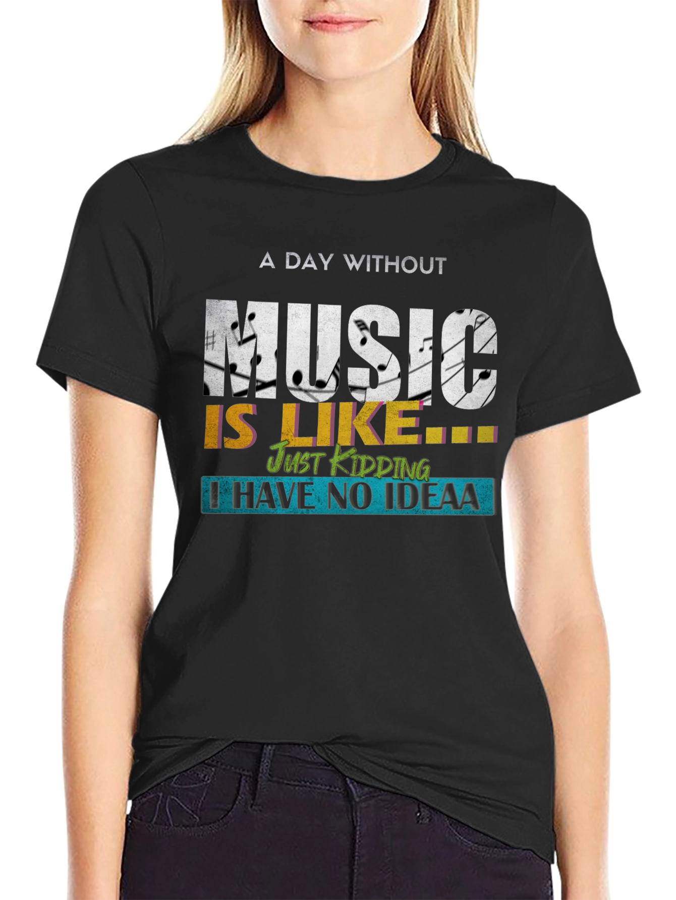 Black Music Lover T-Shirt - Day Without Music Funny Graphic Tee view 2
