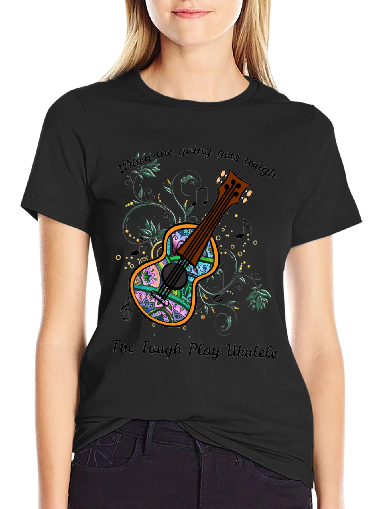 Black Ukulele Graphic Tee - When the Going Gets Tough view 2