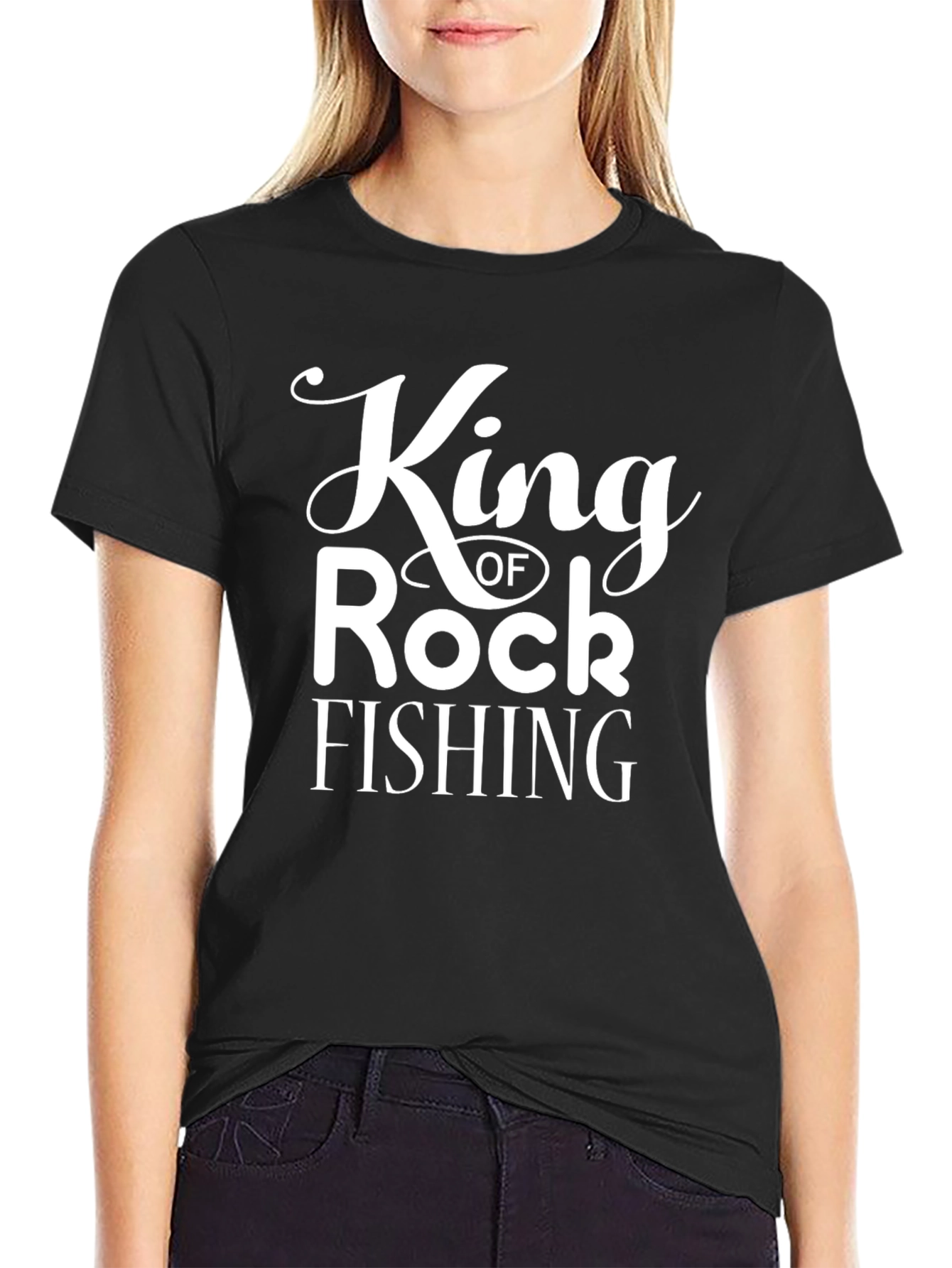 Black King of Rock Fishing Black Graphic T-Shirt view 2