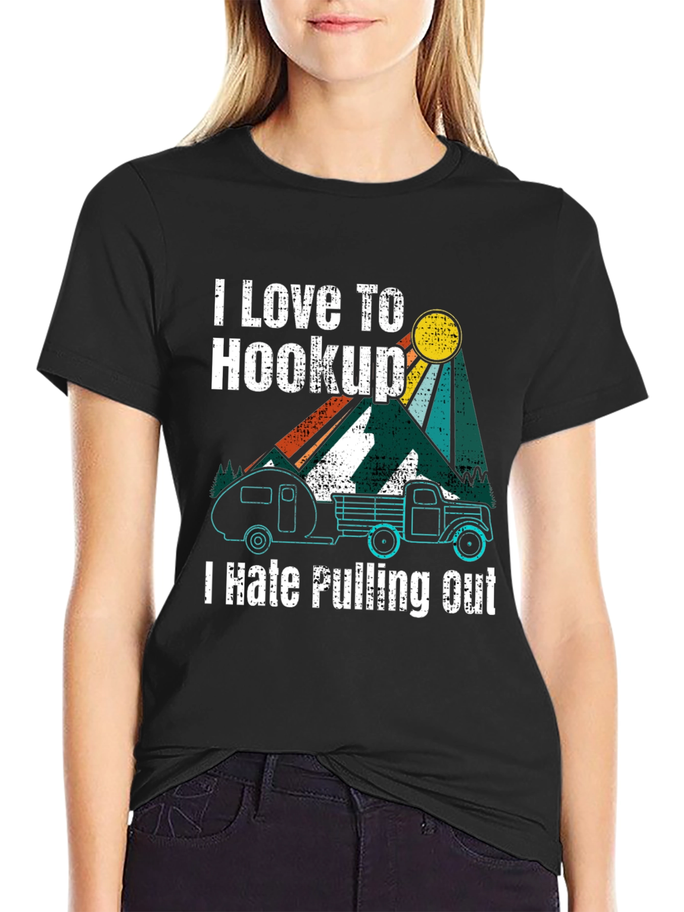 Black I Love To Hookup Funny Camping T-Shirt view 2
