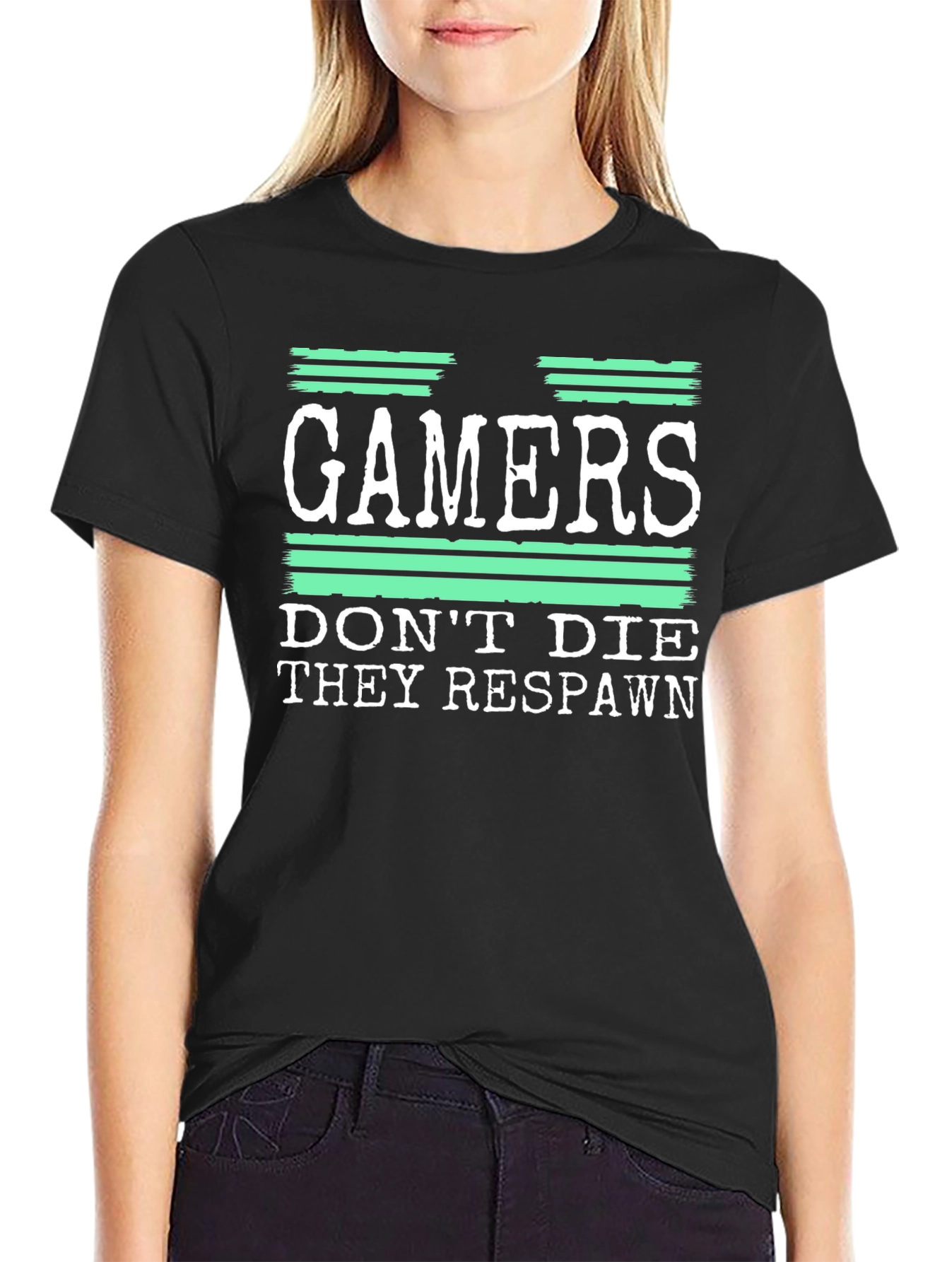 Black Gamers Don't Die They Respawn Graphic T-Shirt view 2