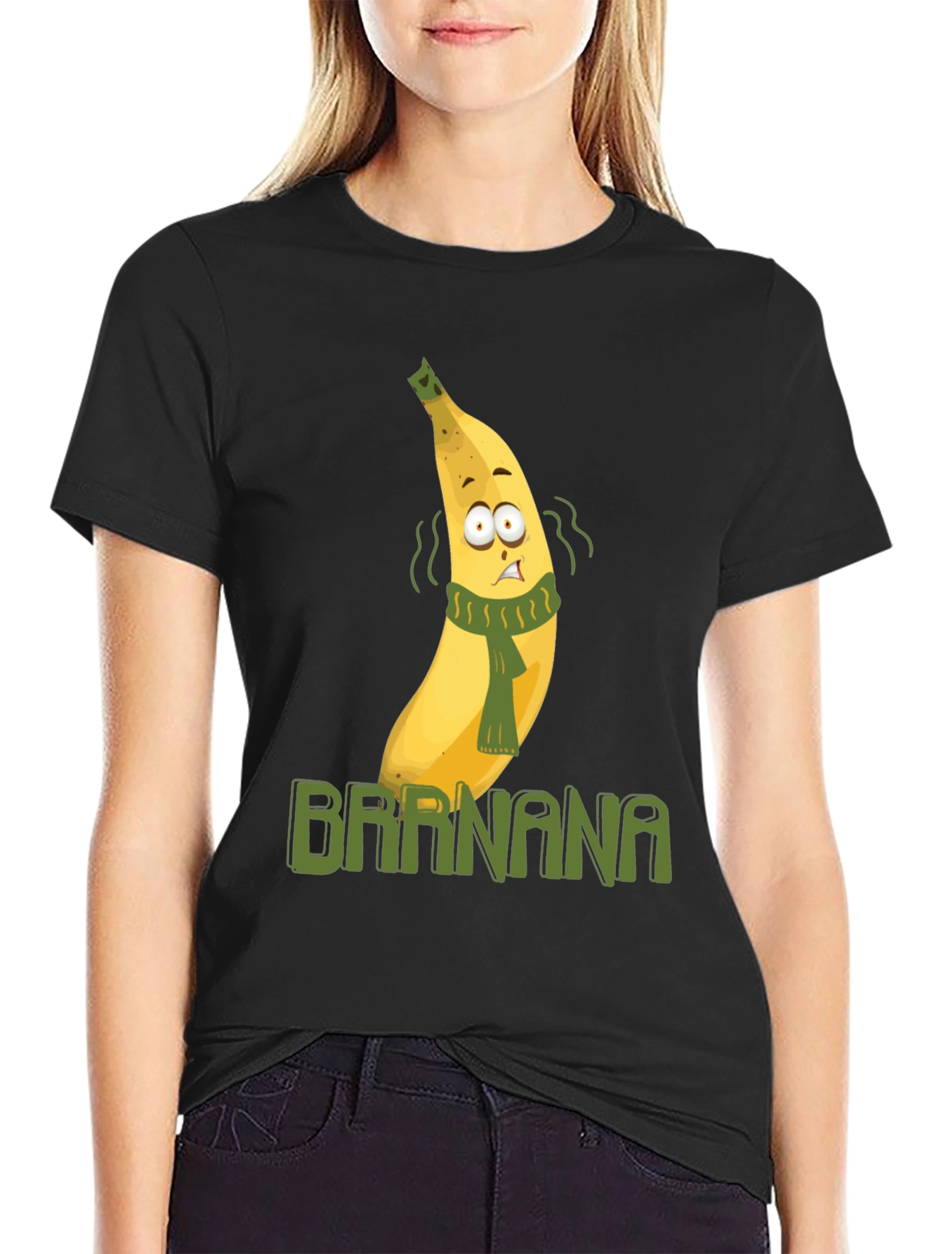 Black Brrr-nana T-Shirt - Humorous Cartoon Fruit Design view 2