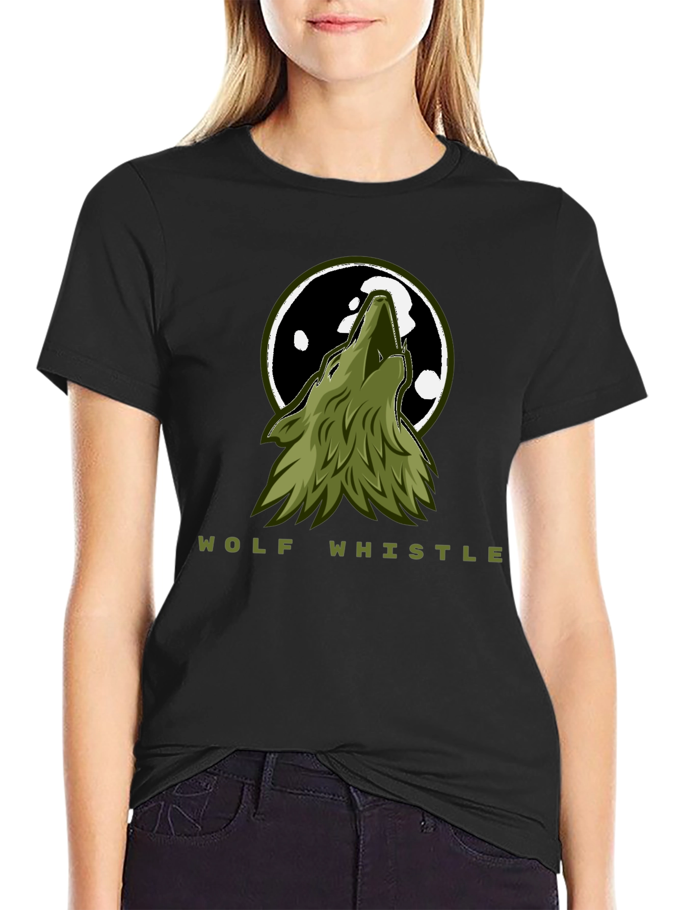 Black Wolf Howl Graphic Tee - Men's Black T-Shirt view 2
