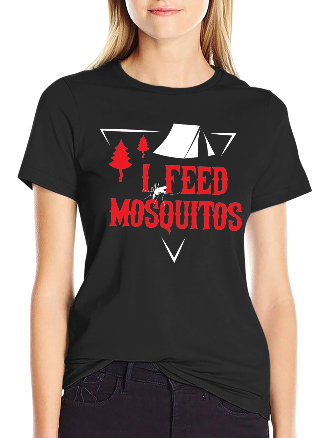 Black I Feed Mosquitos Graphic Tee - Camping Humor T-Shirt view 2