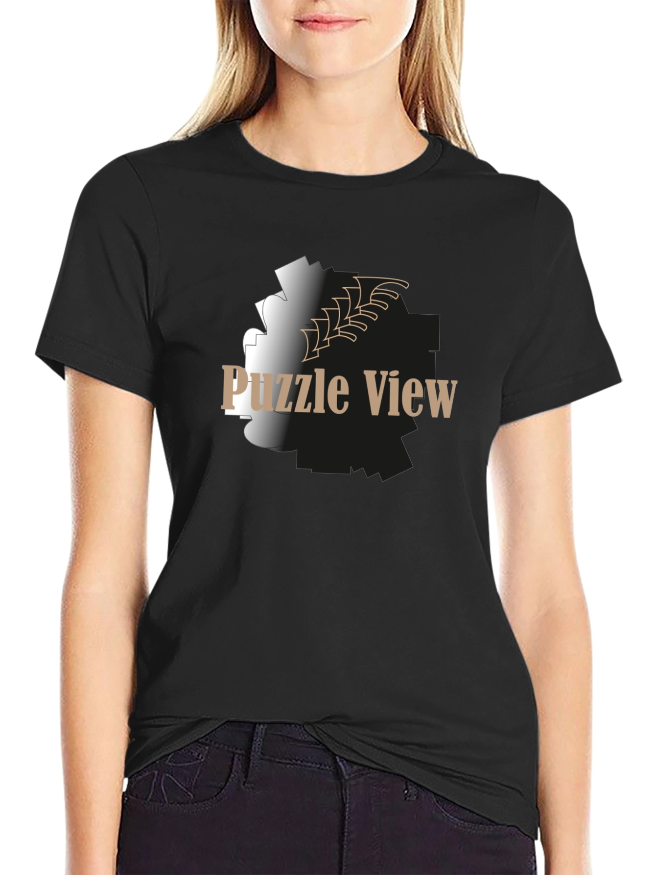 Black Puzzle View Graphic T-Shirt view 2