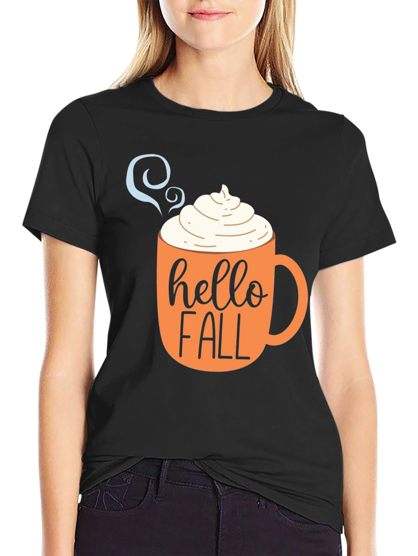 Black Hello Fall Coffee Mug T-Shirt view 2