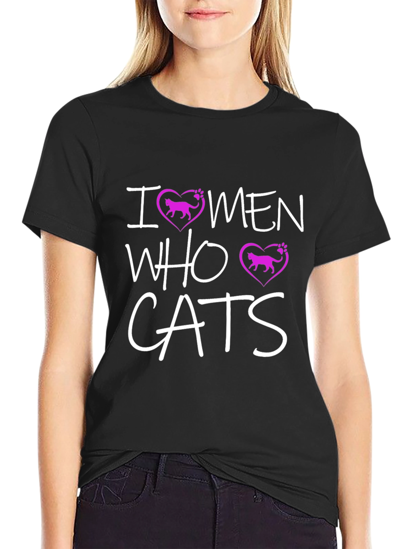 Black I Love Men Who Love Cats Graphic T-Shirt view 2