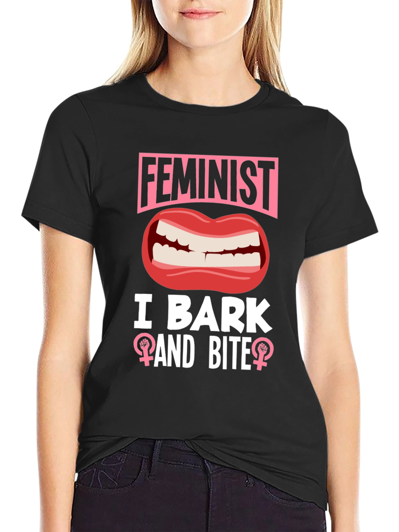 Black Feminist I Bark and Bite Graphic Tee view 2