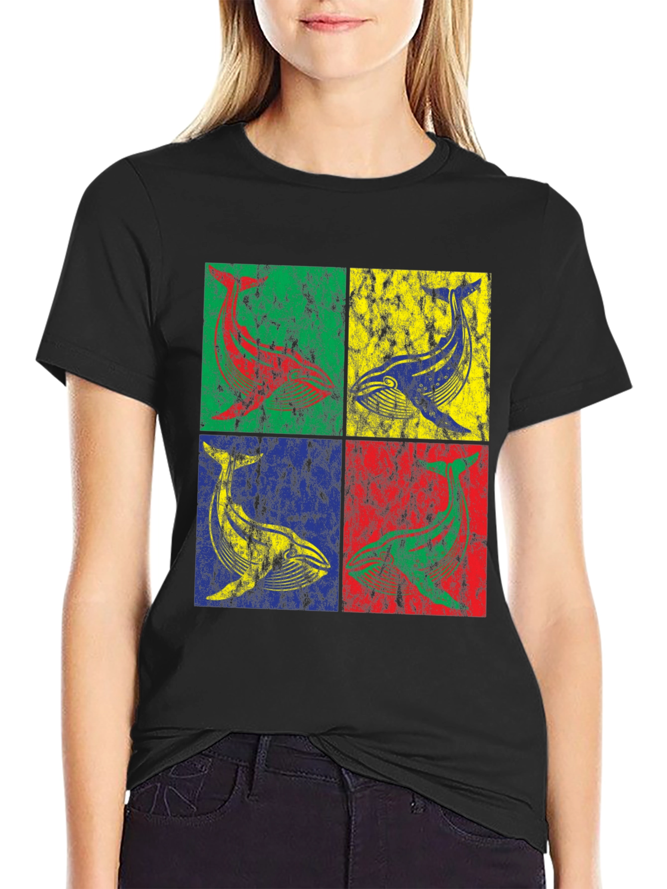 Black Whale Pop Art Graphic T-Shirt - Bold & Unique Design view 2