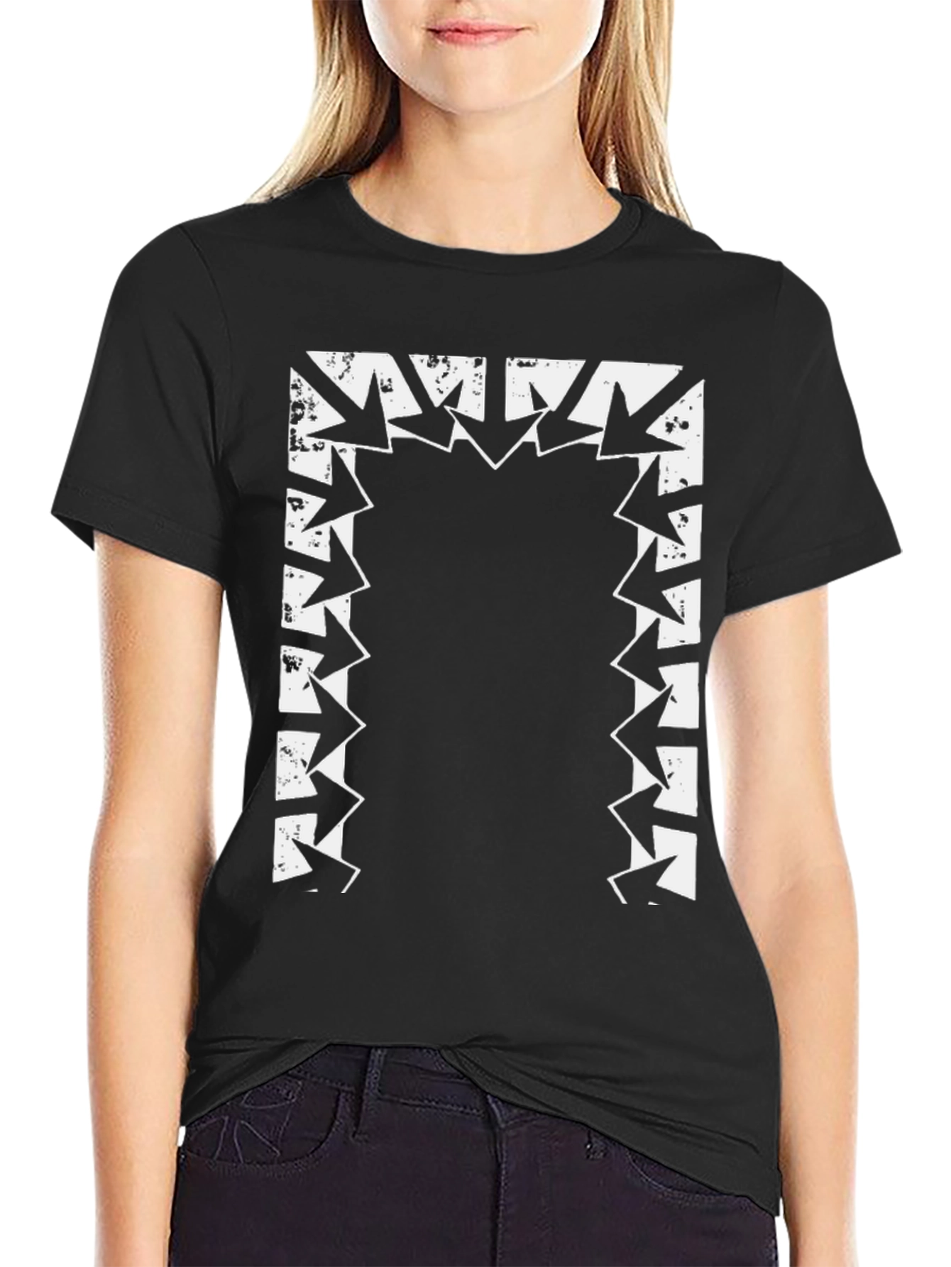 Black Arrow Portal Graphic Tee - Black Cotton Casual Shirt view 2