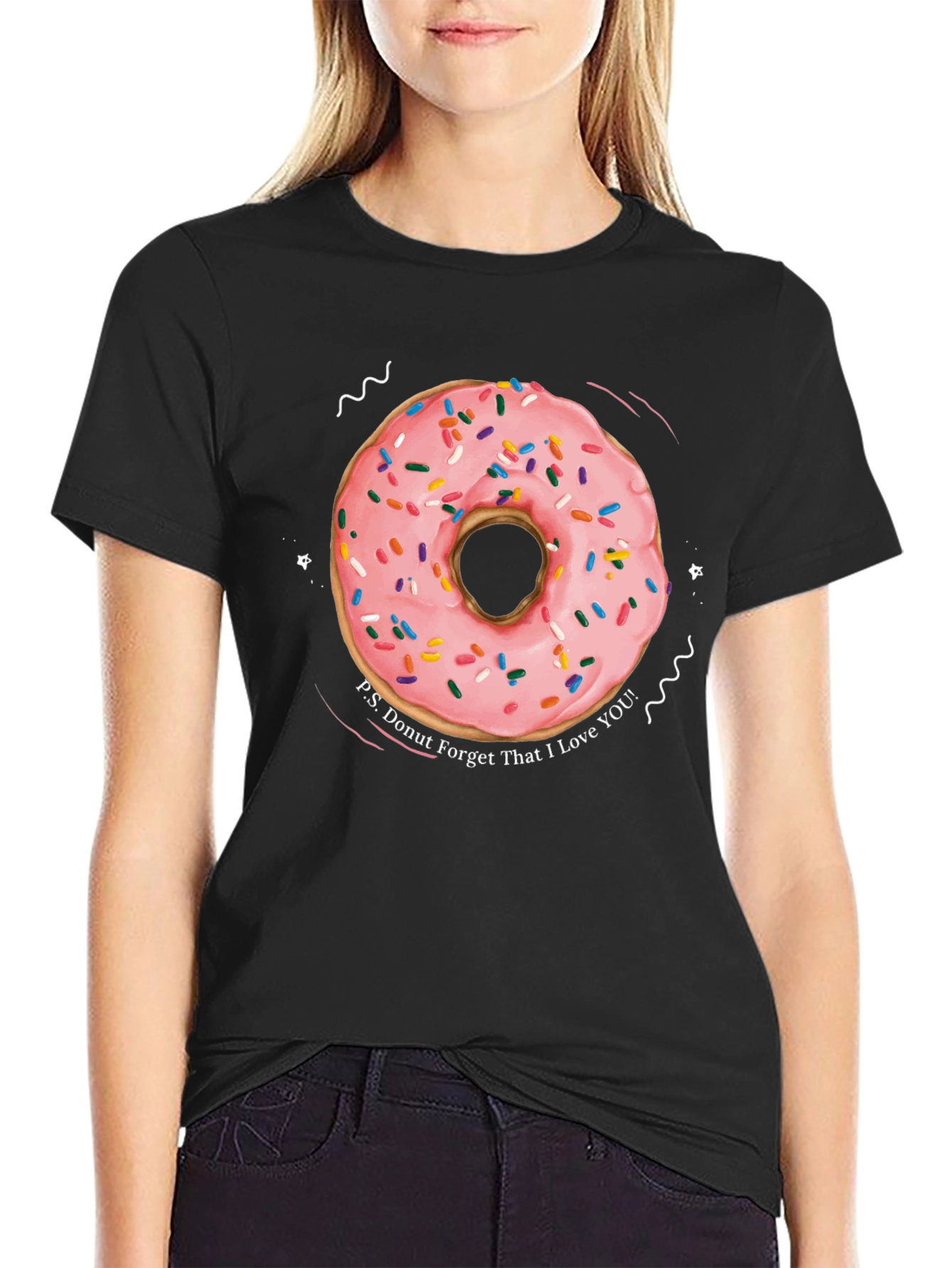 Black Donut Forget I Love You Black T-Shirt view 2
