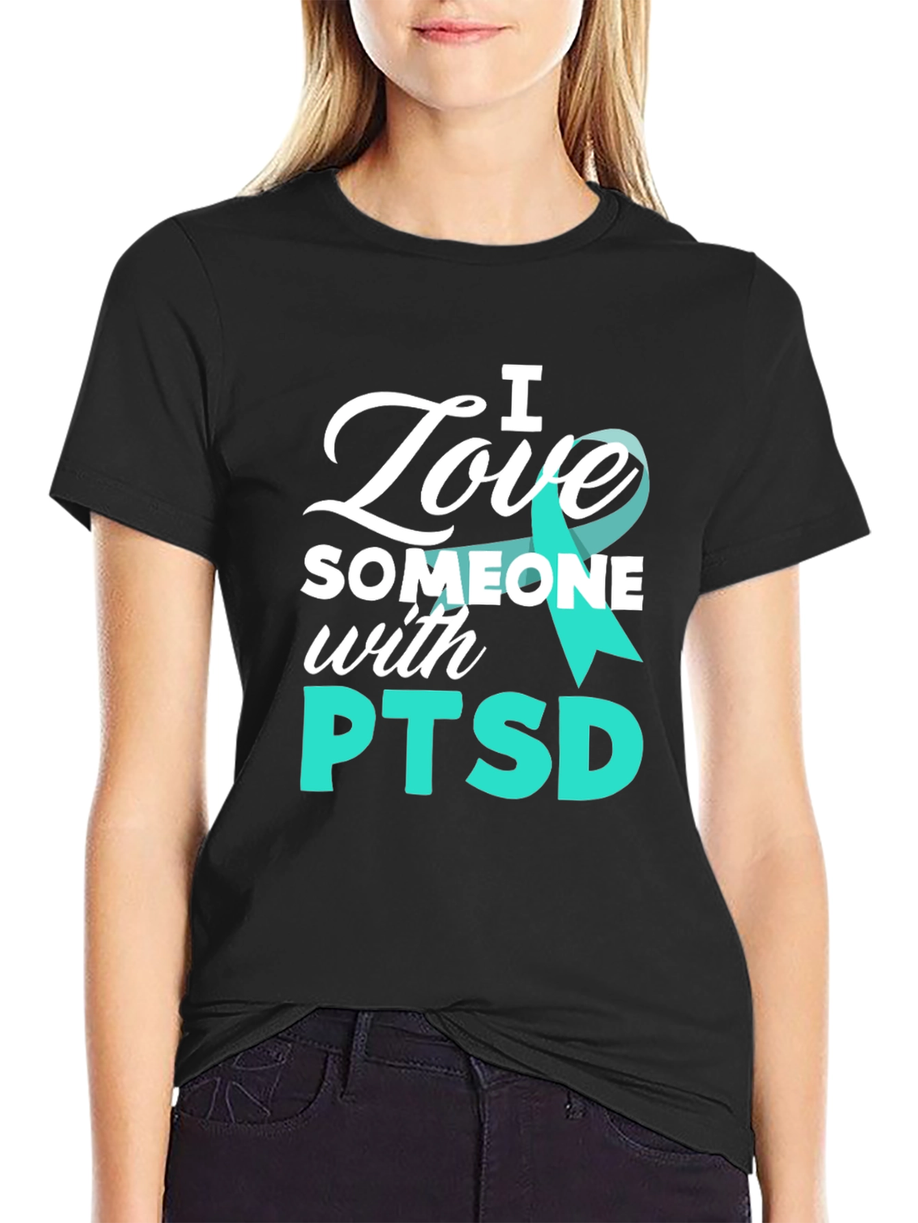 I Love Someone with PTSD Awareness Ribbon T-Shirt - 2